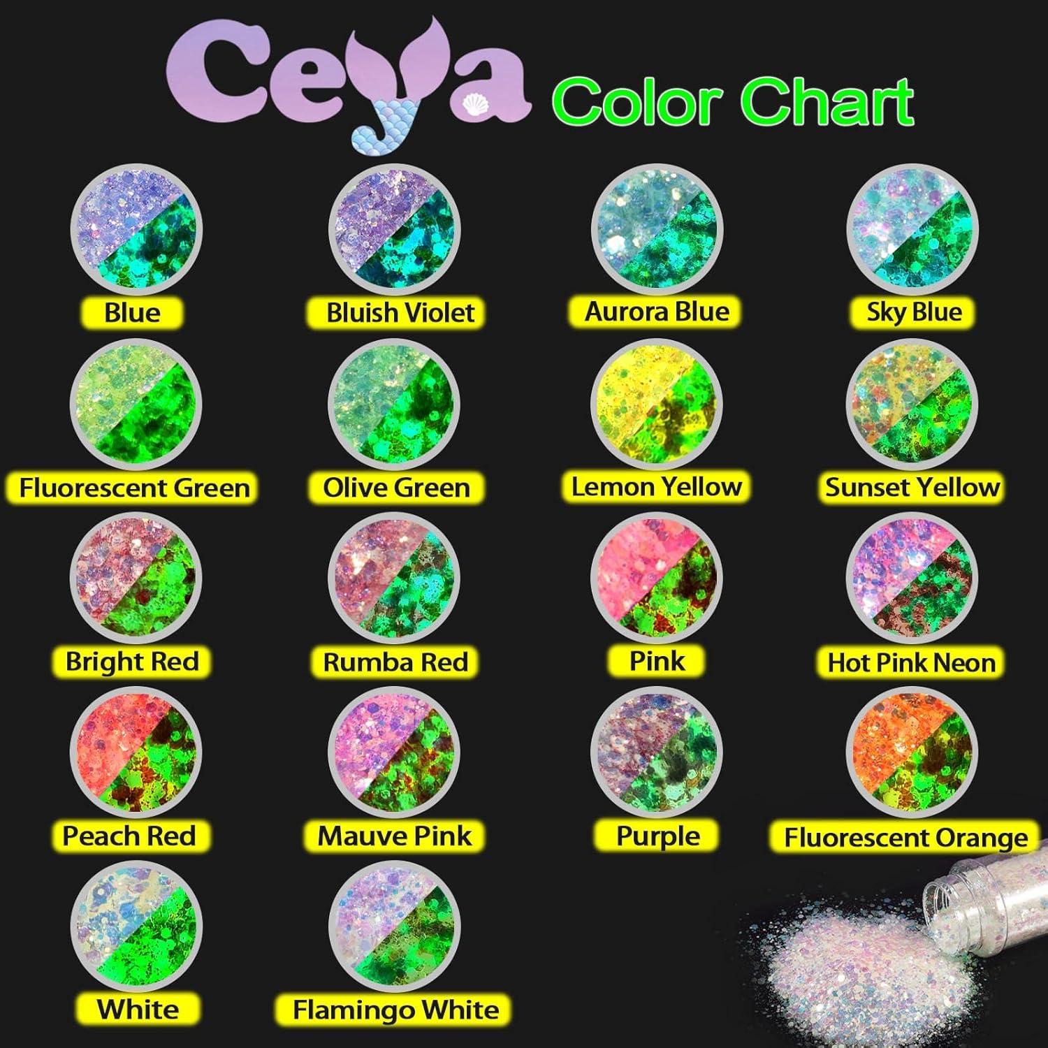 Set de Purpurina Brillante Ceya 18 Colores 180g para Manualidades