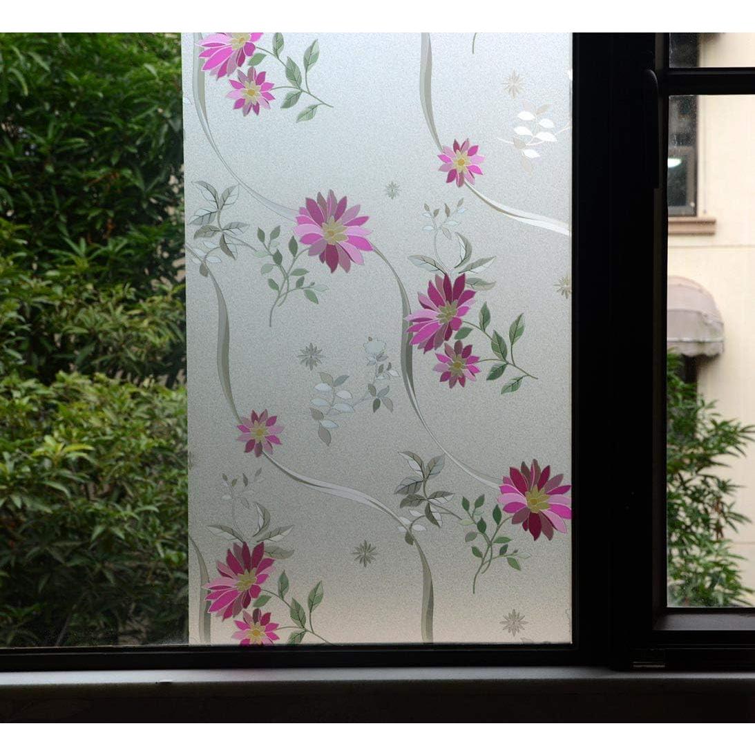 Película de Ventana Esmerilada VSUDO 30x200 cm Crisantemo Púrpura