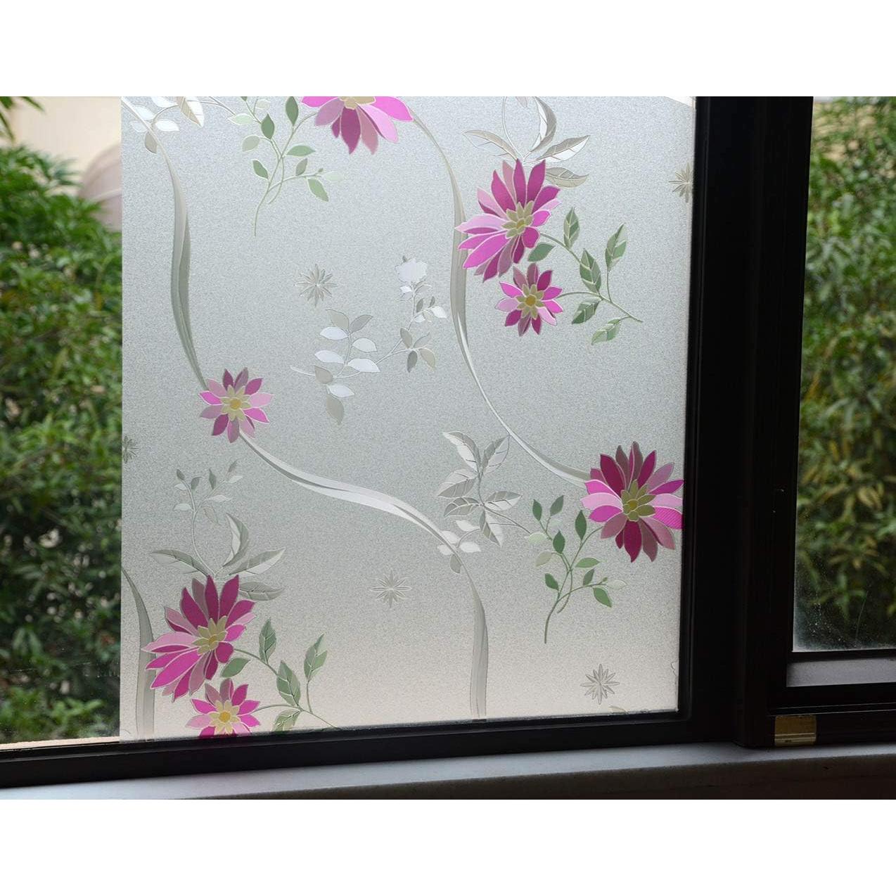 Película de Ventana Esmerilada VSUDO 30x200 cm Crisantemo Púrpura