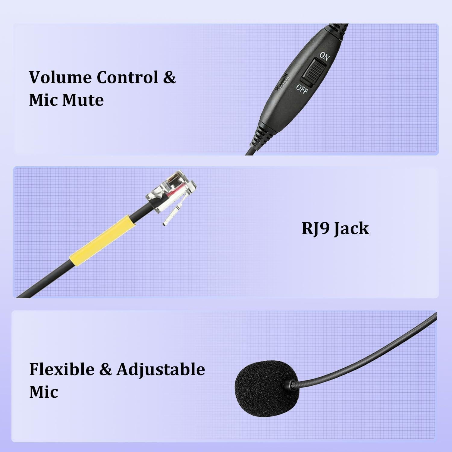 Auricular Callez RJ9 con Micrófono Cancelación de Ruido