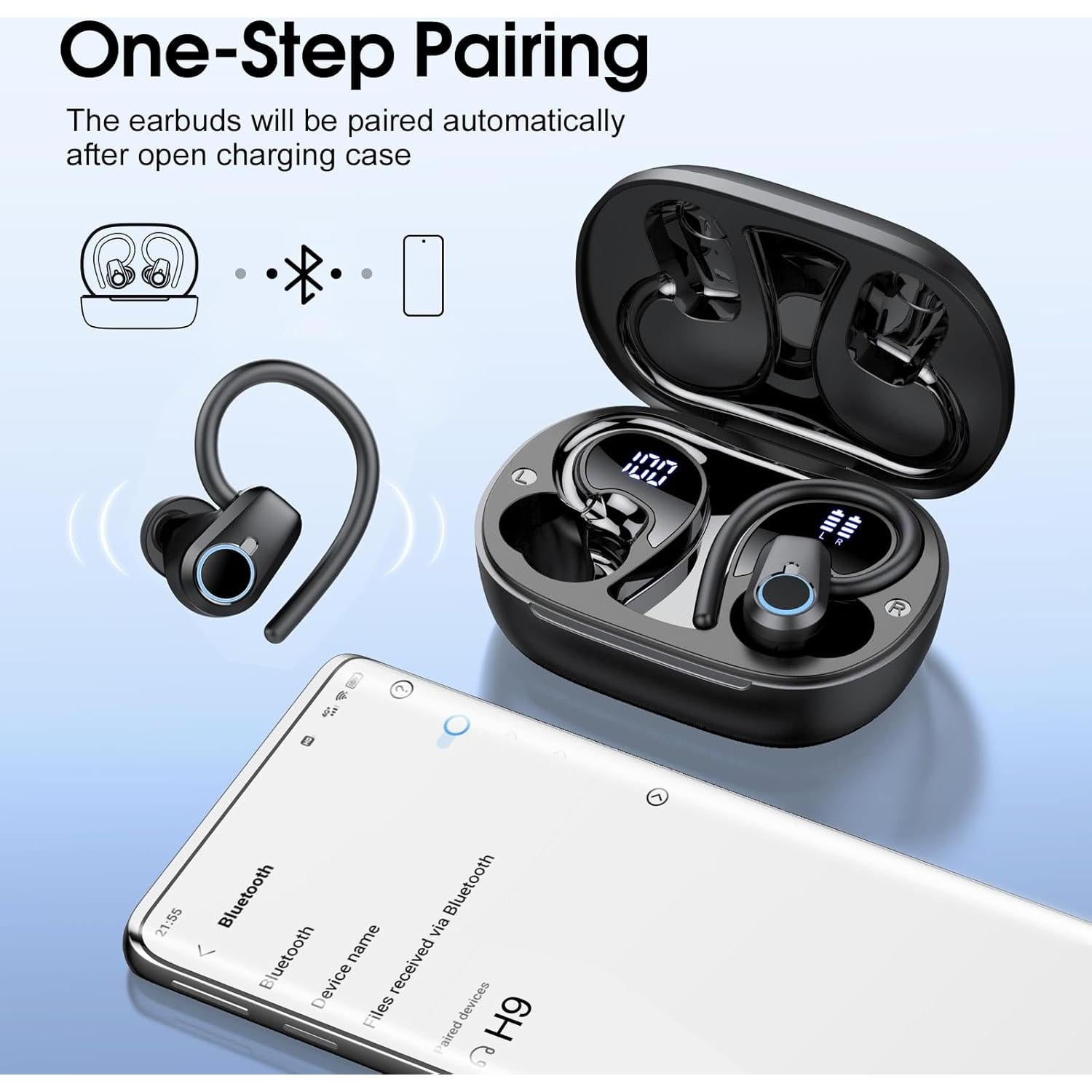 Auriculares Inalámbricos Poounur H9 Bluetooth 5.3 Impermeables