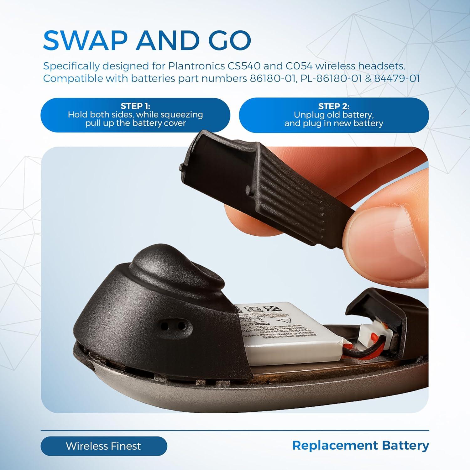 Batería Recargable de Reemplazo Plantronics CS540 C054 140mA