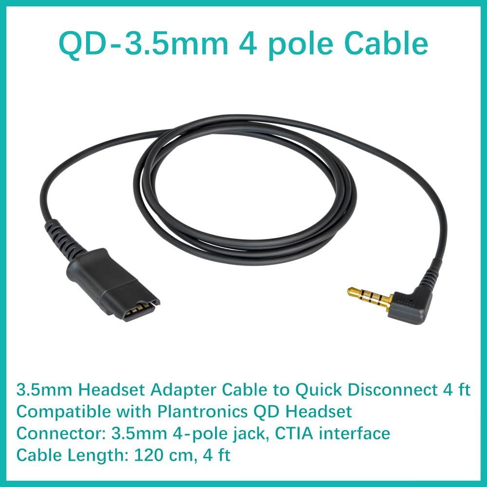 Cable Adaptador 3.5mm Plantronics QD 120cm para Smartphones