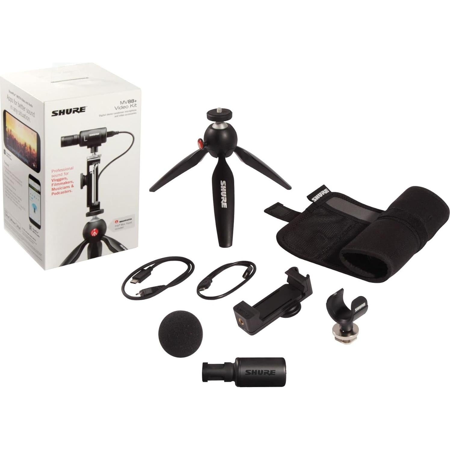Micrófono Shure MV88+ Kit de Video con Trípode y Cables