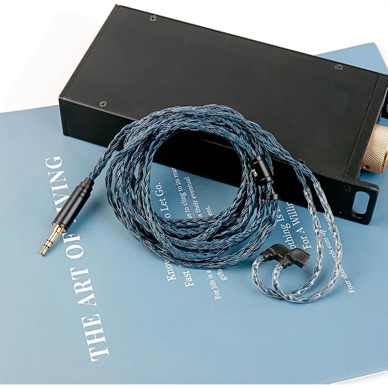 Cable IEM KBEAR ST24 Plus 2M MMCX 3.5mm Plata Hi-Fi