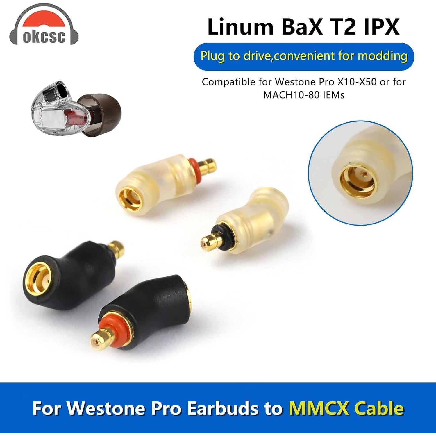 Adaptador MMCX a MACH10-80 Okcsc para Auriculares HiFi