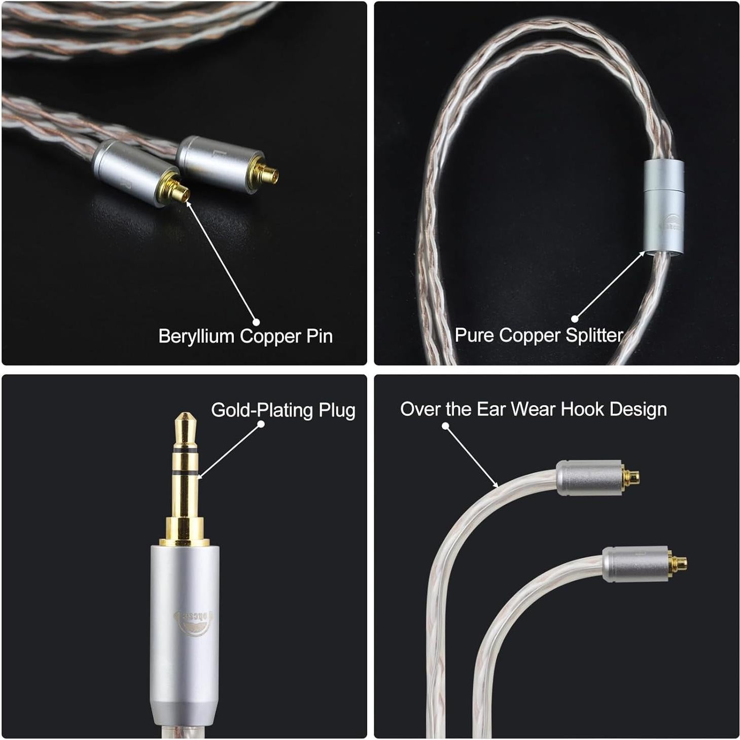 Cable de Actualización OKCSC 4 Núcleos MMCX a 3.5MM 1.2M