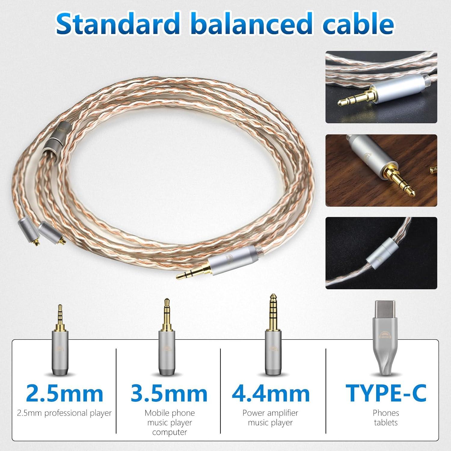 Cable de Actualización OKCSC 4 Núcleos MMCX a 3.5MM 1.2M