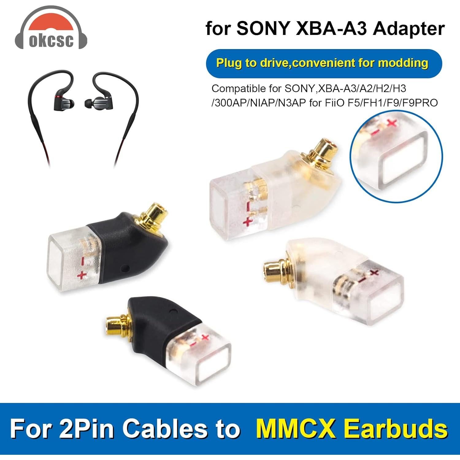 Adaptador 2 Pin Femenino a MMCX Masculino okcsc - Negro