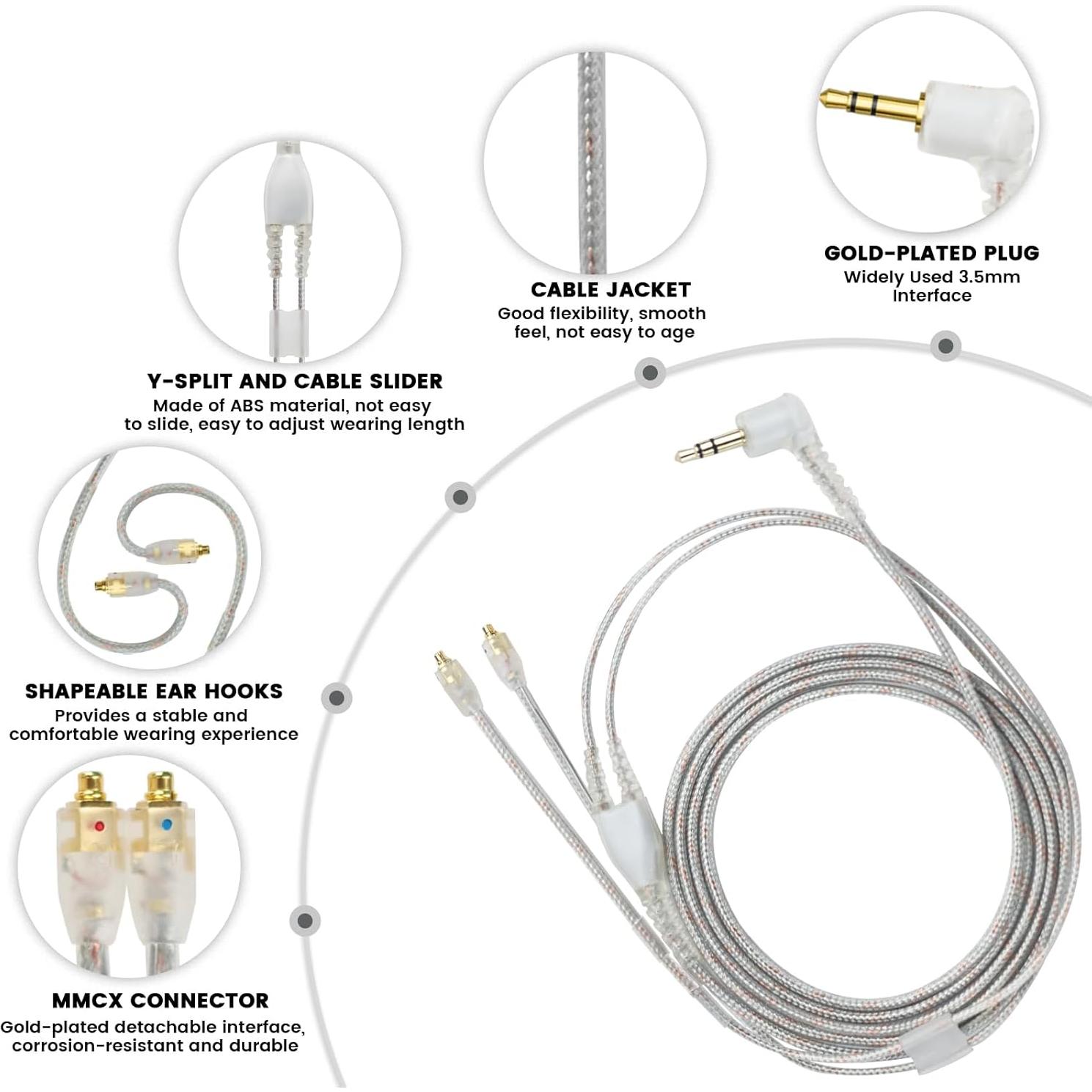Cable de Reemplazo para Auriculares Toehube MMCX 1.6m