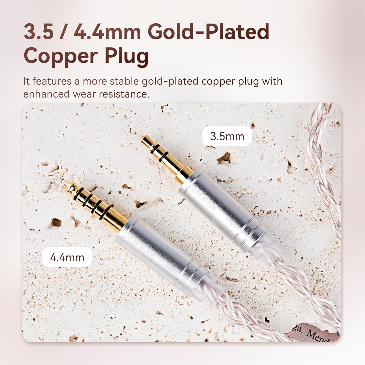 Cable MMCX 3.5mm KBEAR FunMusic 1.22m Cobre OFC Baño Plata