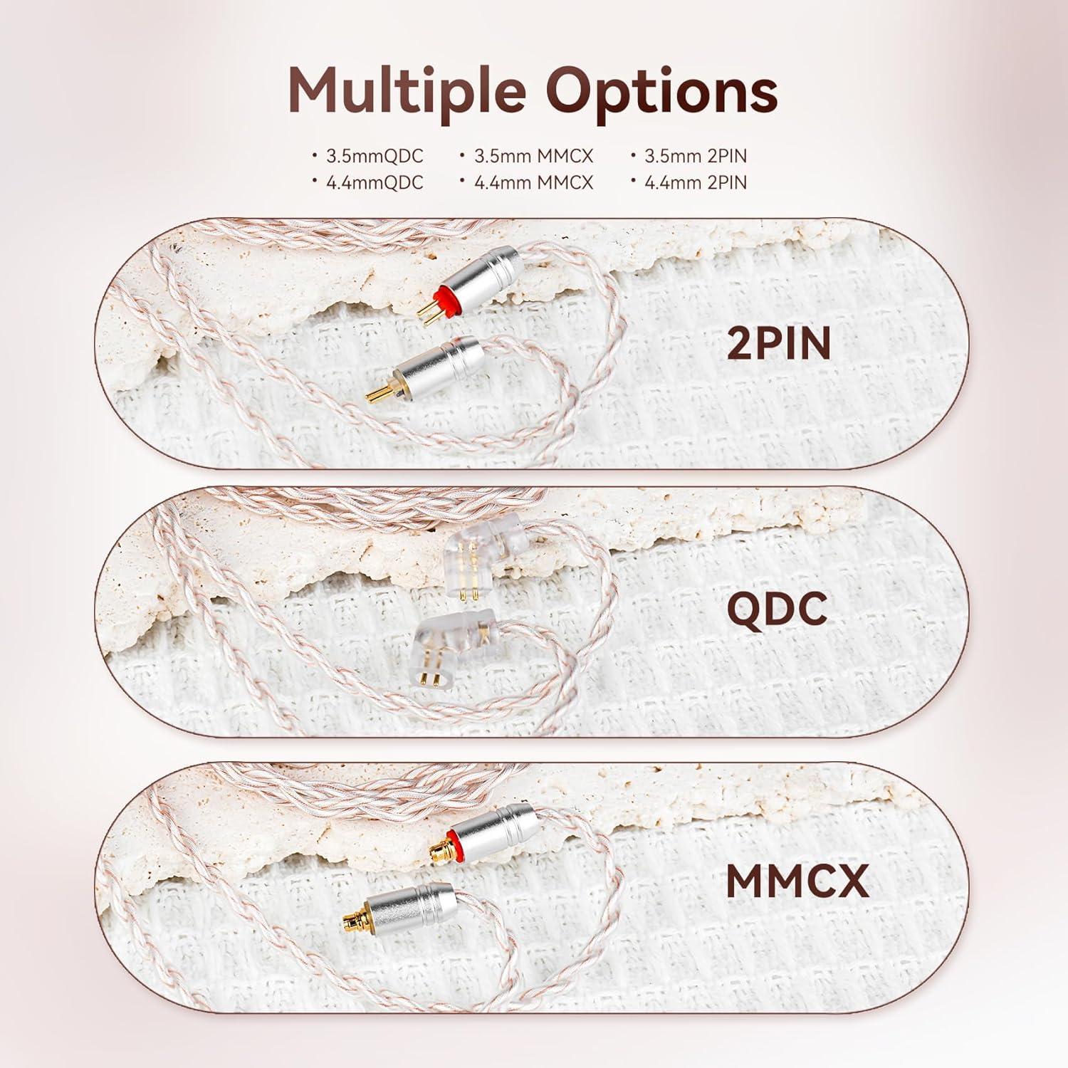 Cable MMCX 3.5mm KBEAR FunMusic 1.22m Cobre OFC Baño Plata