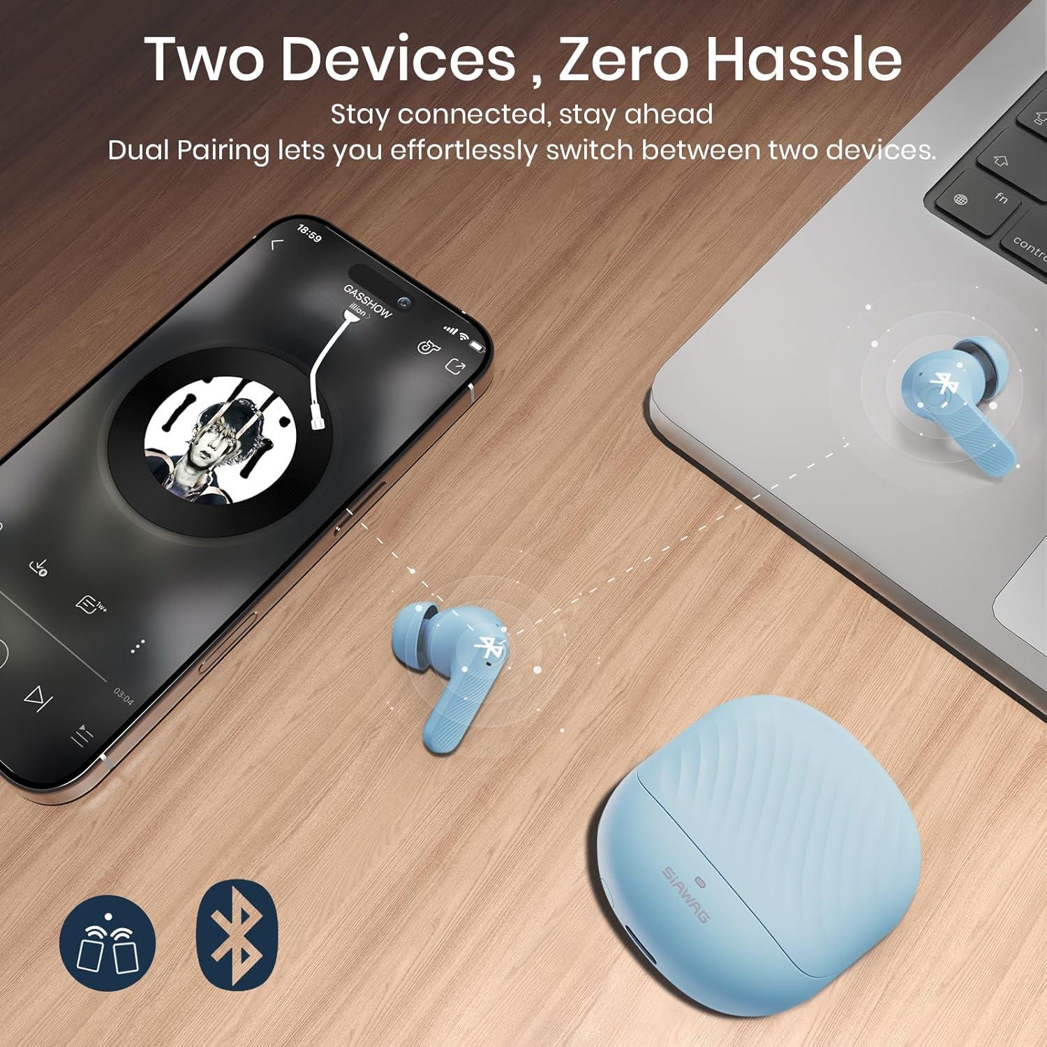 Auriculares Inalámbricos SIAWAG BTW73002 Bluetooth 5.4 100H ANC