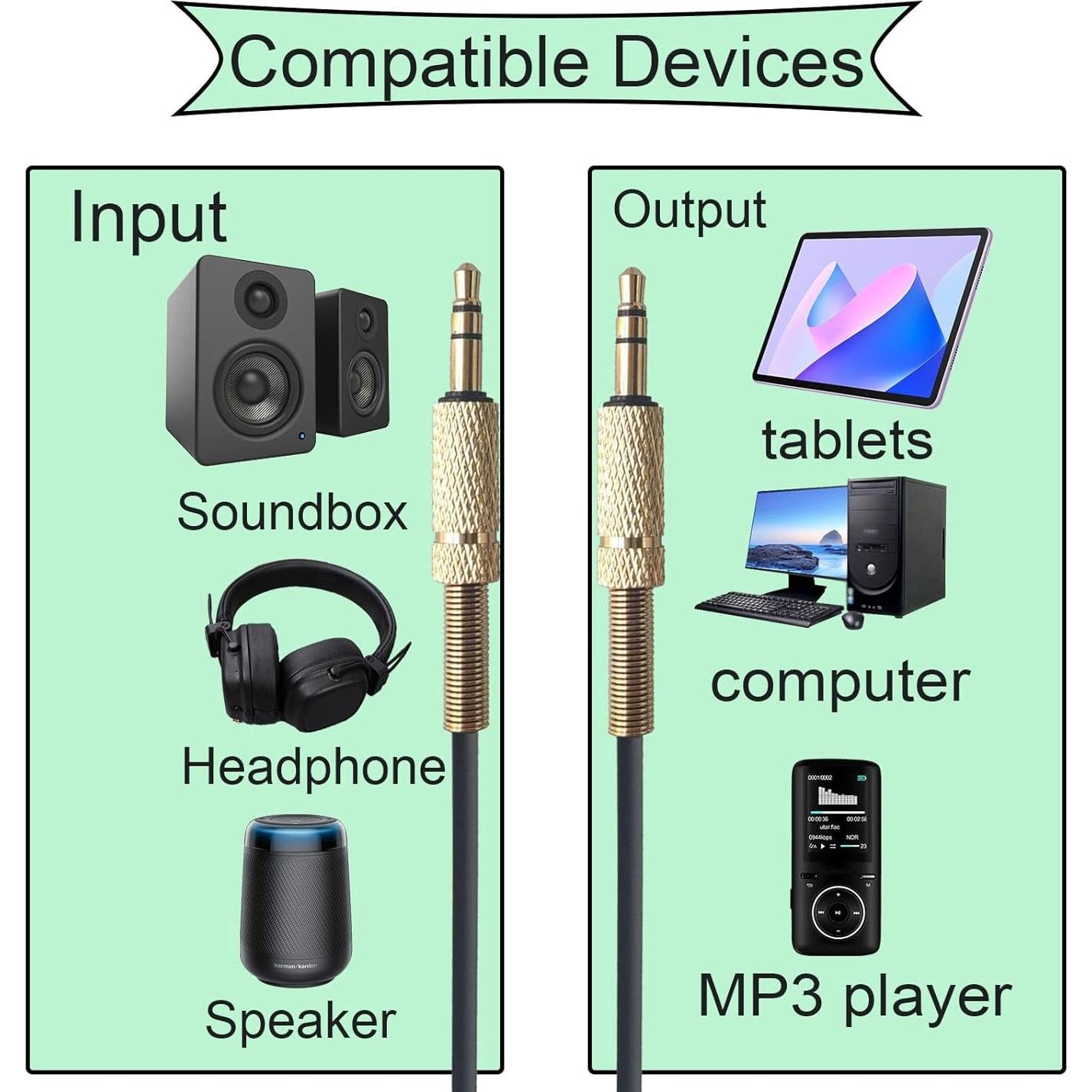 Cable de audio de reemplazo SPTSSWET 0.61m 3.5mm para auriculares Marshall
