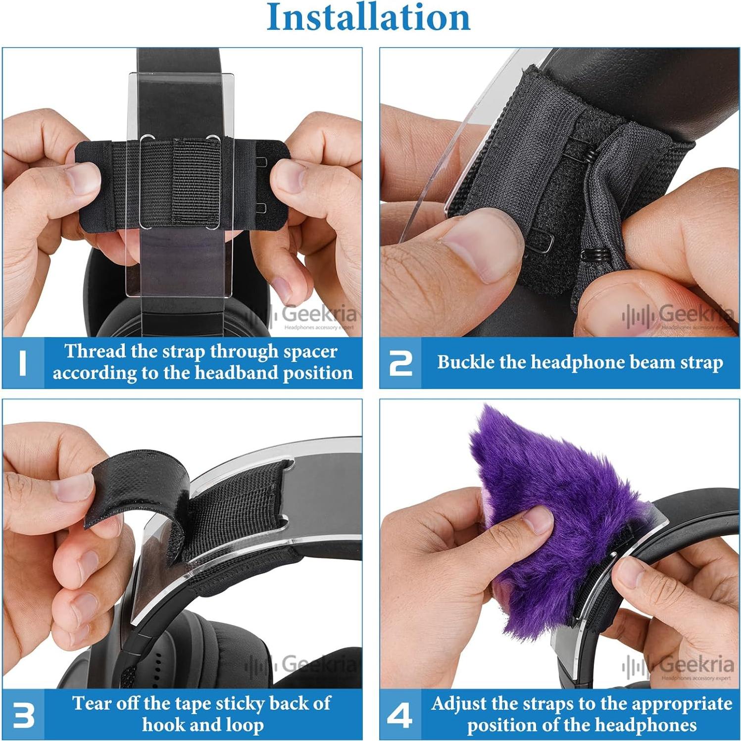 Conjunto Espaciador Diadema Orejas de Gato Geekria Púrpura