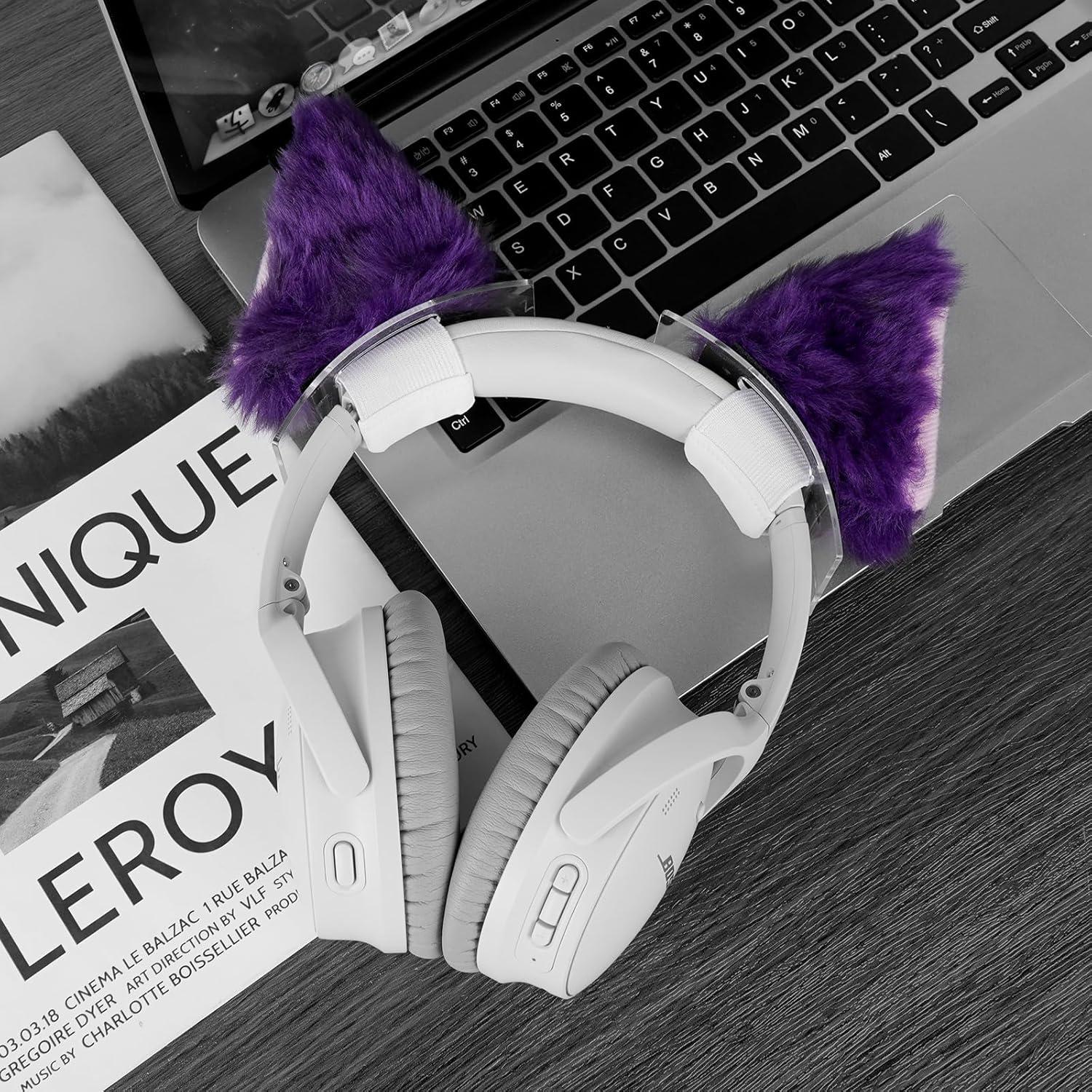 Conjunto Espaciador Diadema Orejas de Gato Geekria Púrpura