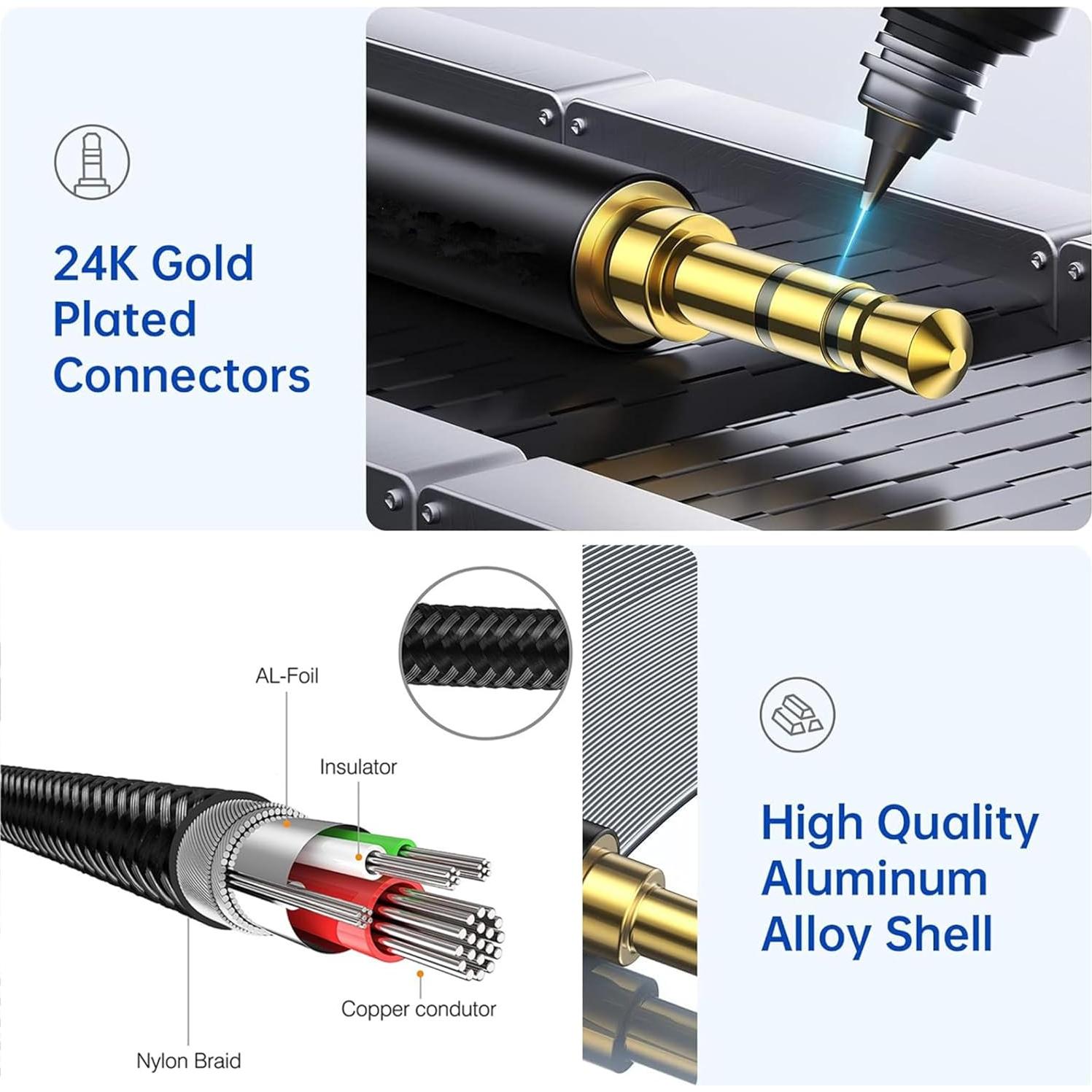 Cable de audio Aux 3.5mm Numcig para Marshall y PS5/PS4