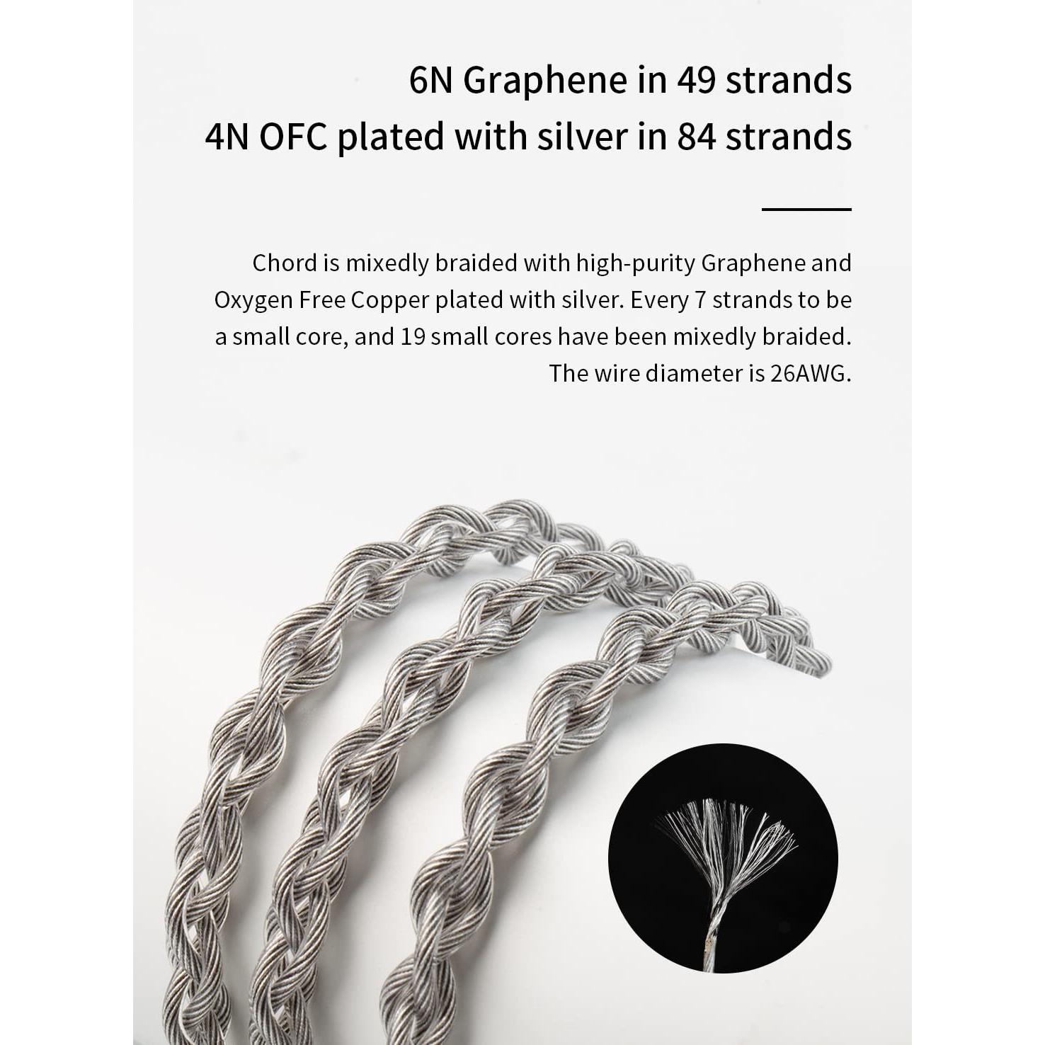 Cable IEM KBEAR Chord 6N Grafeno Trenzado 3.5mm MMCX