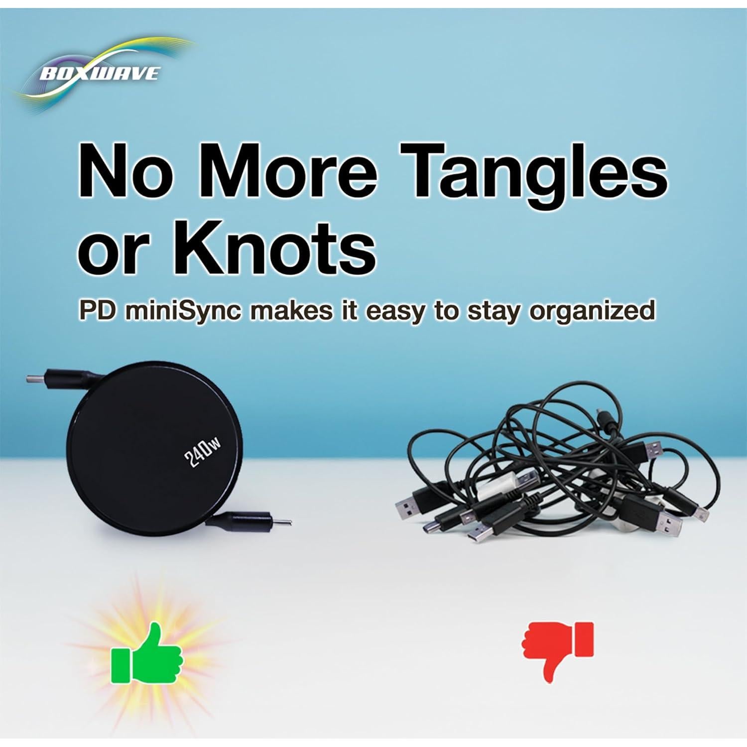 Cable USB Tipo-C Retráctil BoxWave 240W para Marshall Motif II ANC