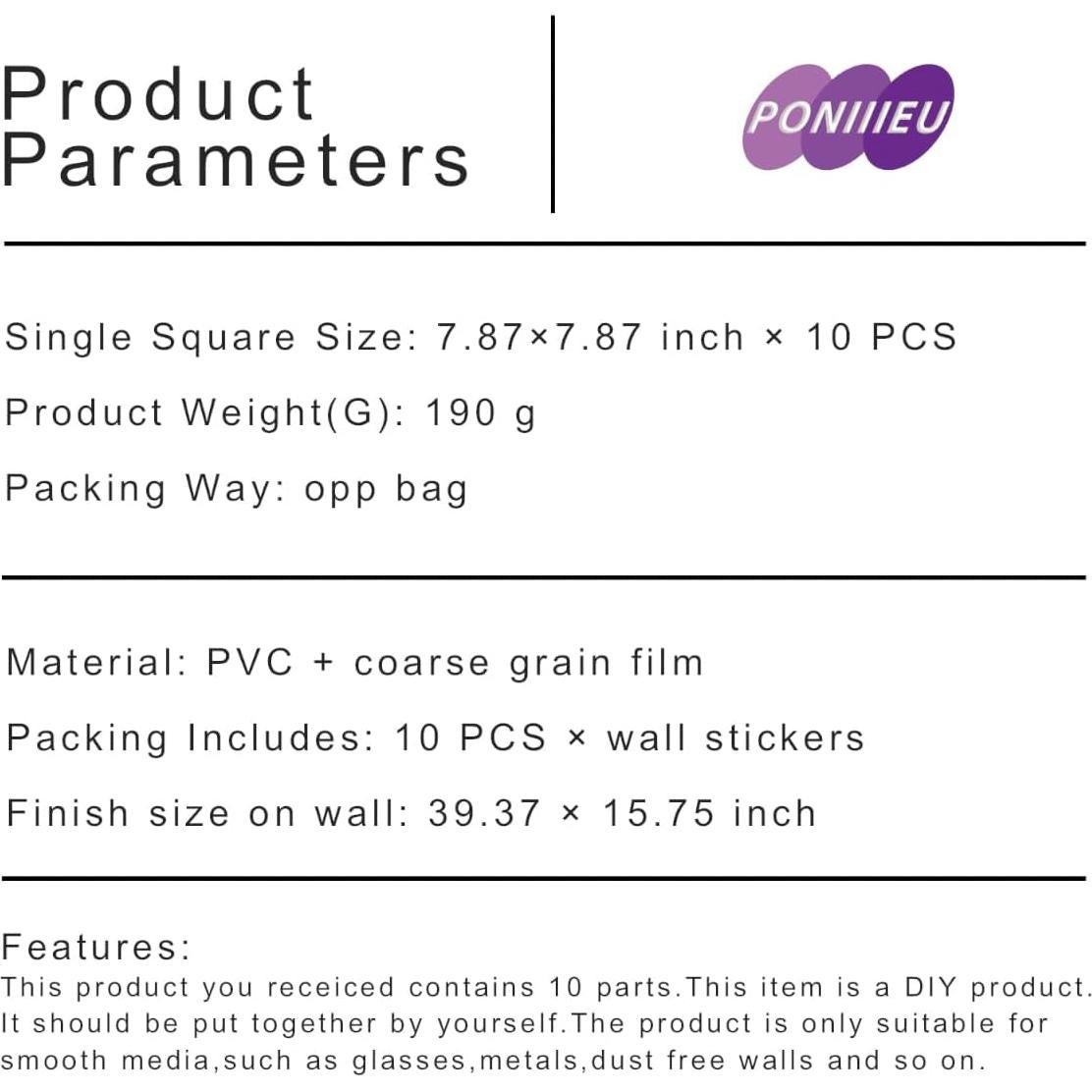 Calcomanías de Azulejo Vintage PONIIIEU 20x20cm 10 PCS