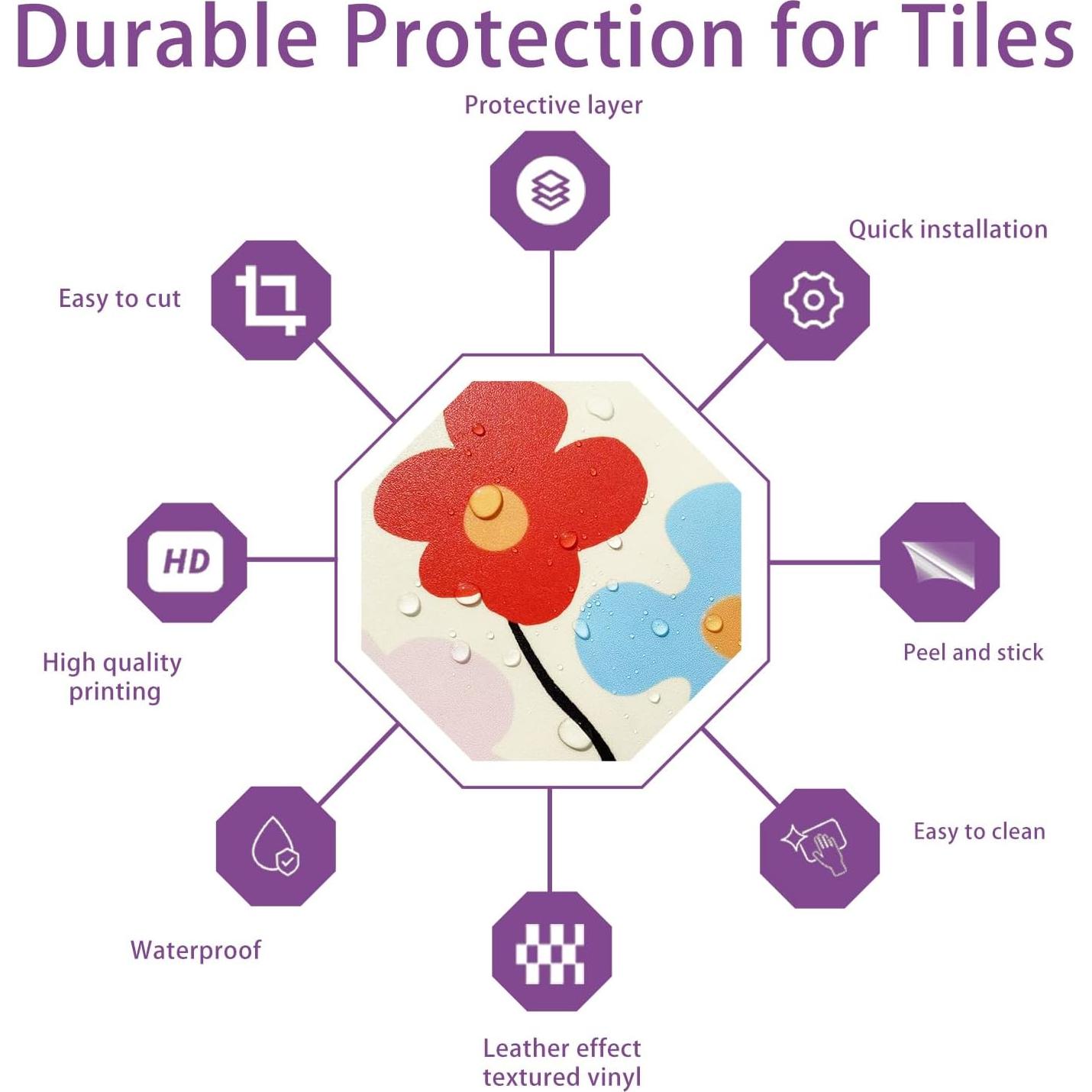 Calcomanías de Azulejo Vintage PONIIIEU 20x20cm 10 PCS