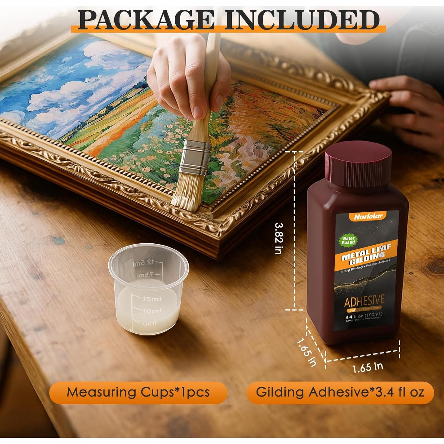 Adhesivo de Hoja de Oro Nariolar 100 ml a Base de Agua para Manualidades