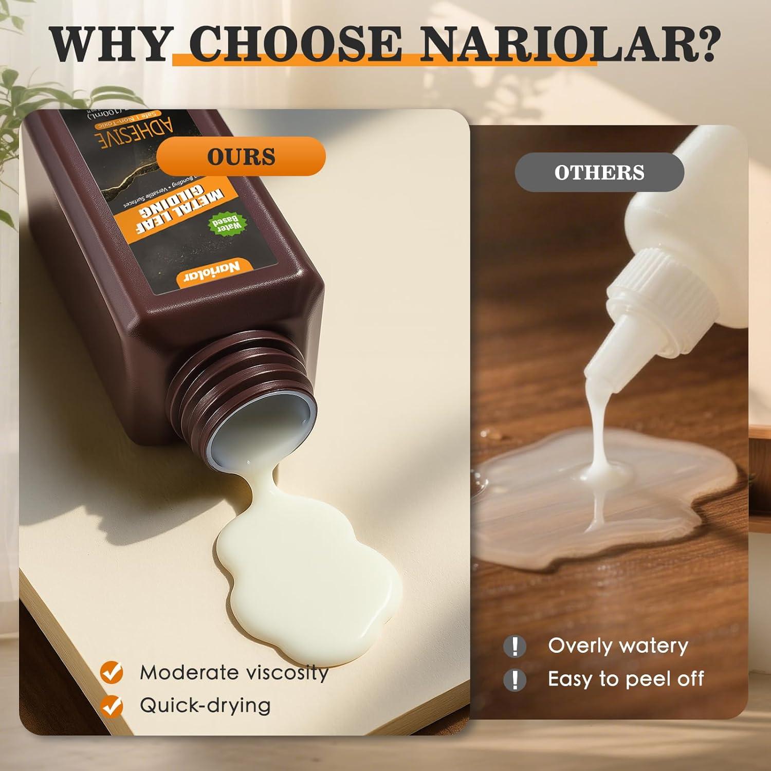 Adhesivo de Hoja de Oro Nariolar 100 ml a Base de Agua para Manualidades