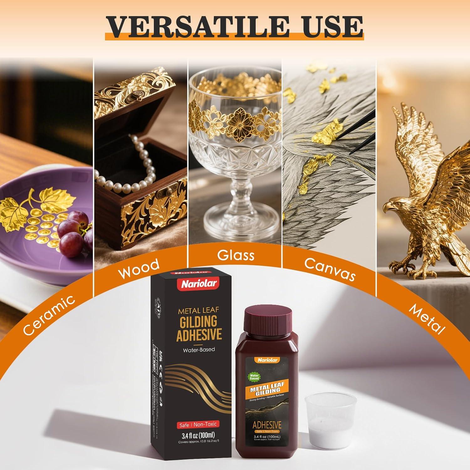 Adhesivo de Hoja de Oro Nariolar 100 ml a Base de Agua para Manualidades