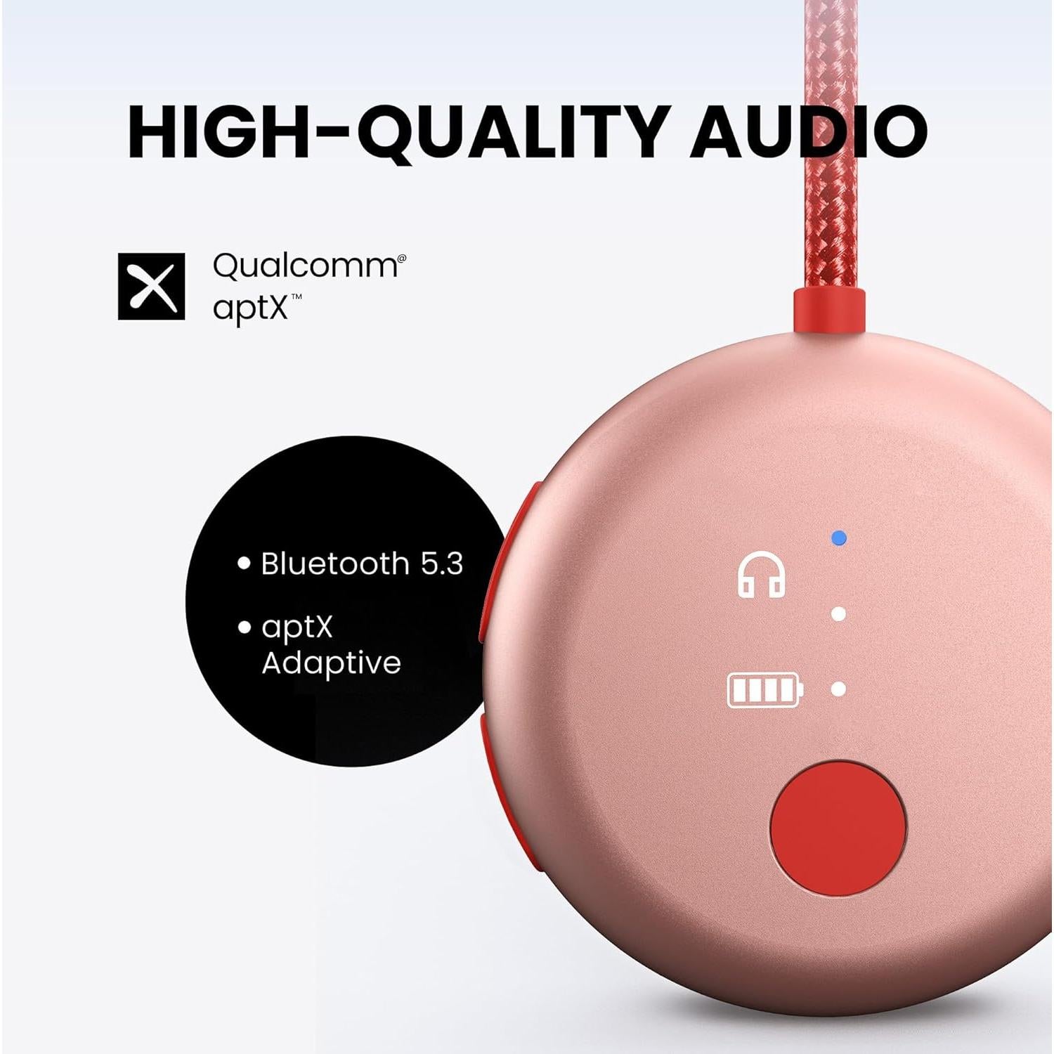 Adaptador Bluetooth Avantree SoundJet R1 Rosa, aptX, 20H Batería