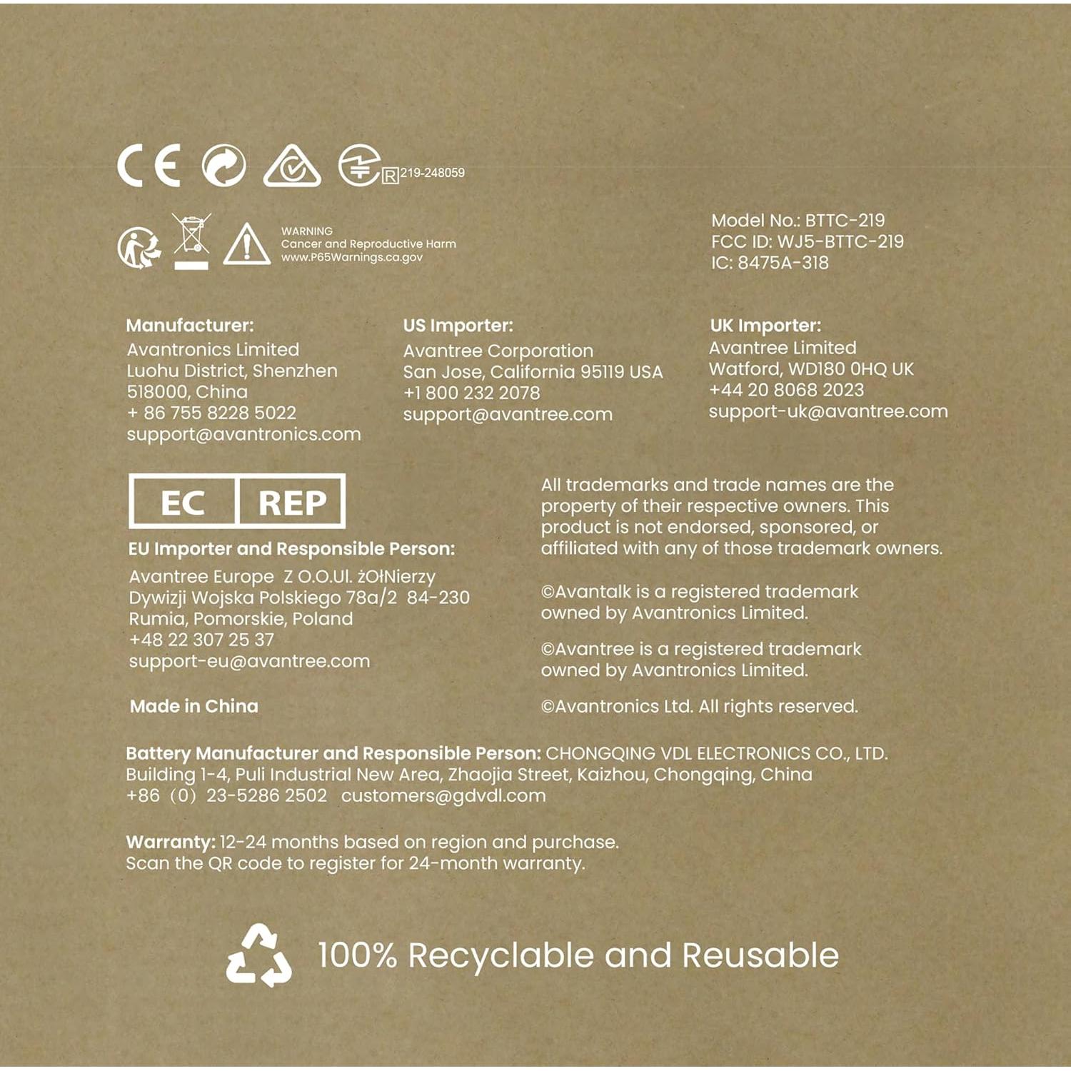 Adaptador Bluetooth Avantree SoundJet R1 Rosa, aptX, 20H Batería