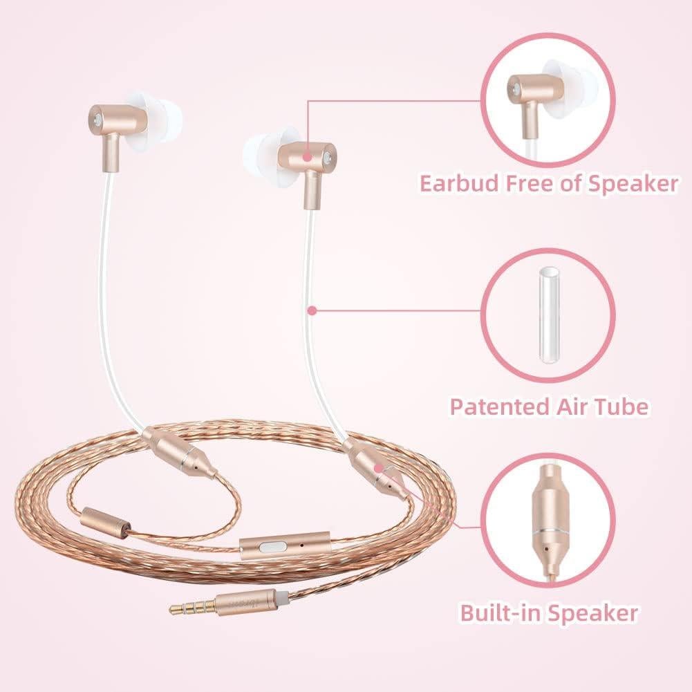 Auriculares de Tubo de Aire iBrain Dorado con Micrófono y Cancelación de Ruido