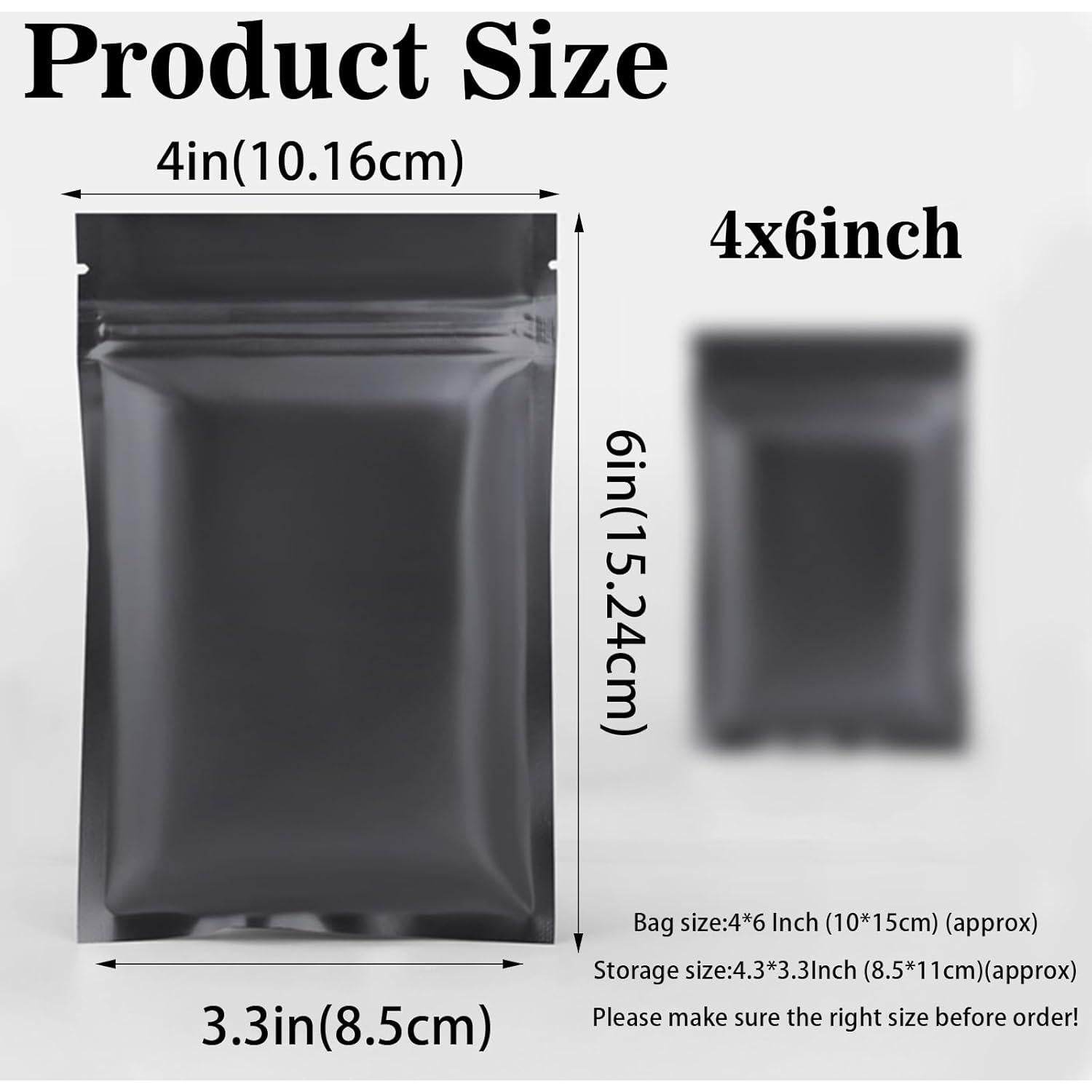 200 Bolsas Mylar Reutilizables 10.16x15.24cm LEOSINDA Negros