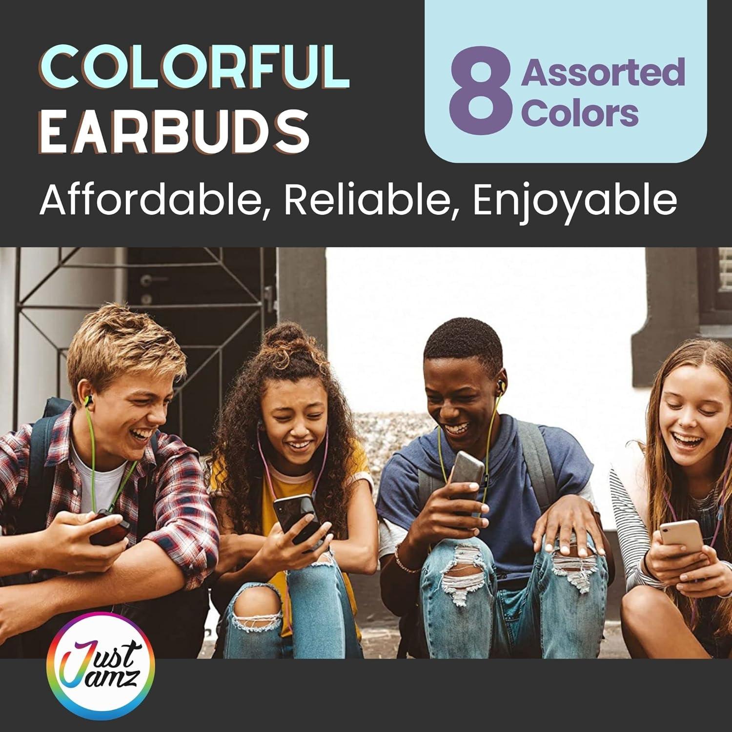 Auriculares Alámbricos JustJamz Coloridos para Niños - Paquete de 10