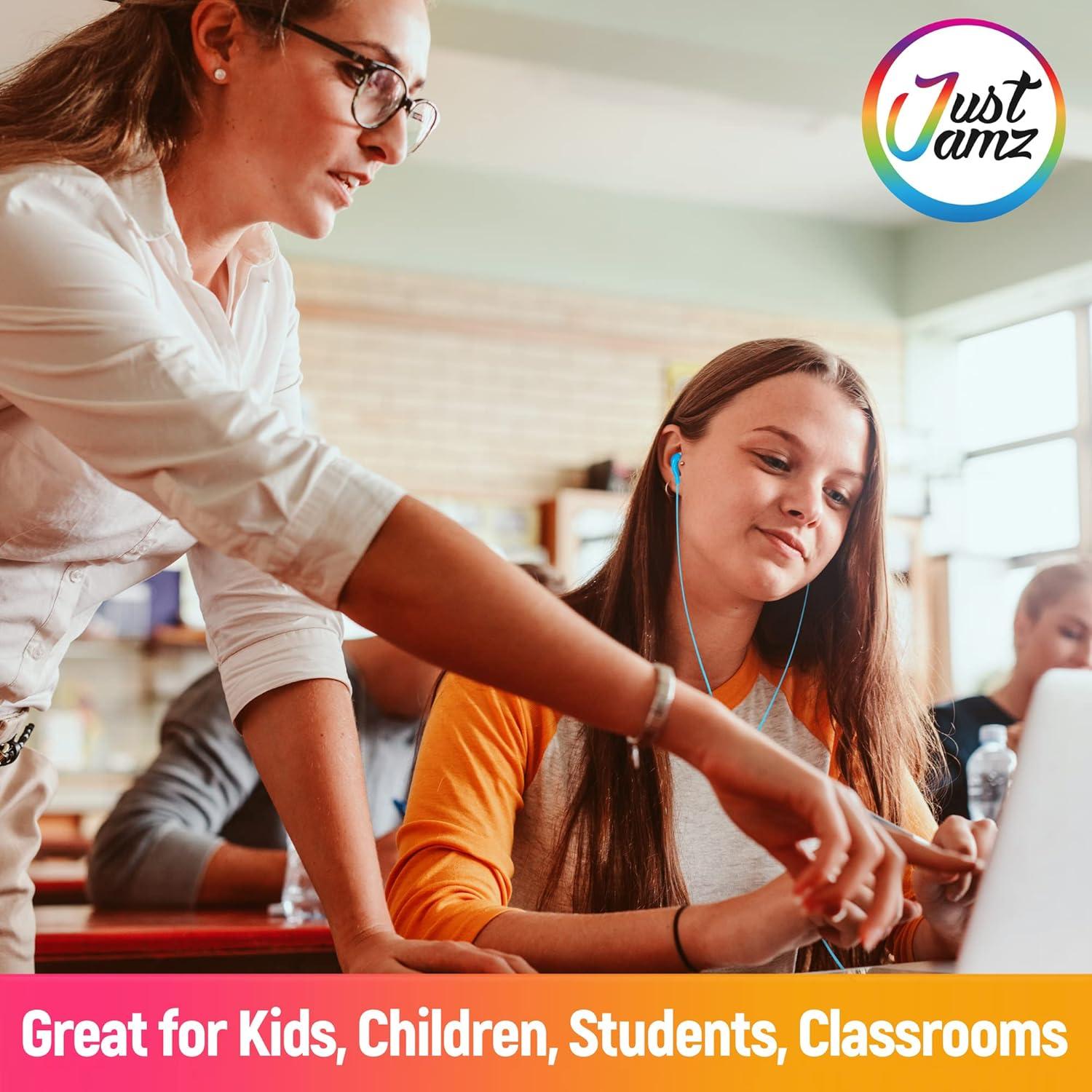 Auriculares Alámbricos JustJamz Coloridos para Niños - Paquete de 10