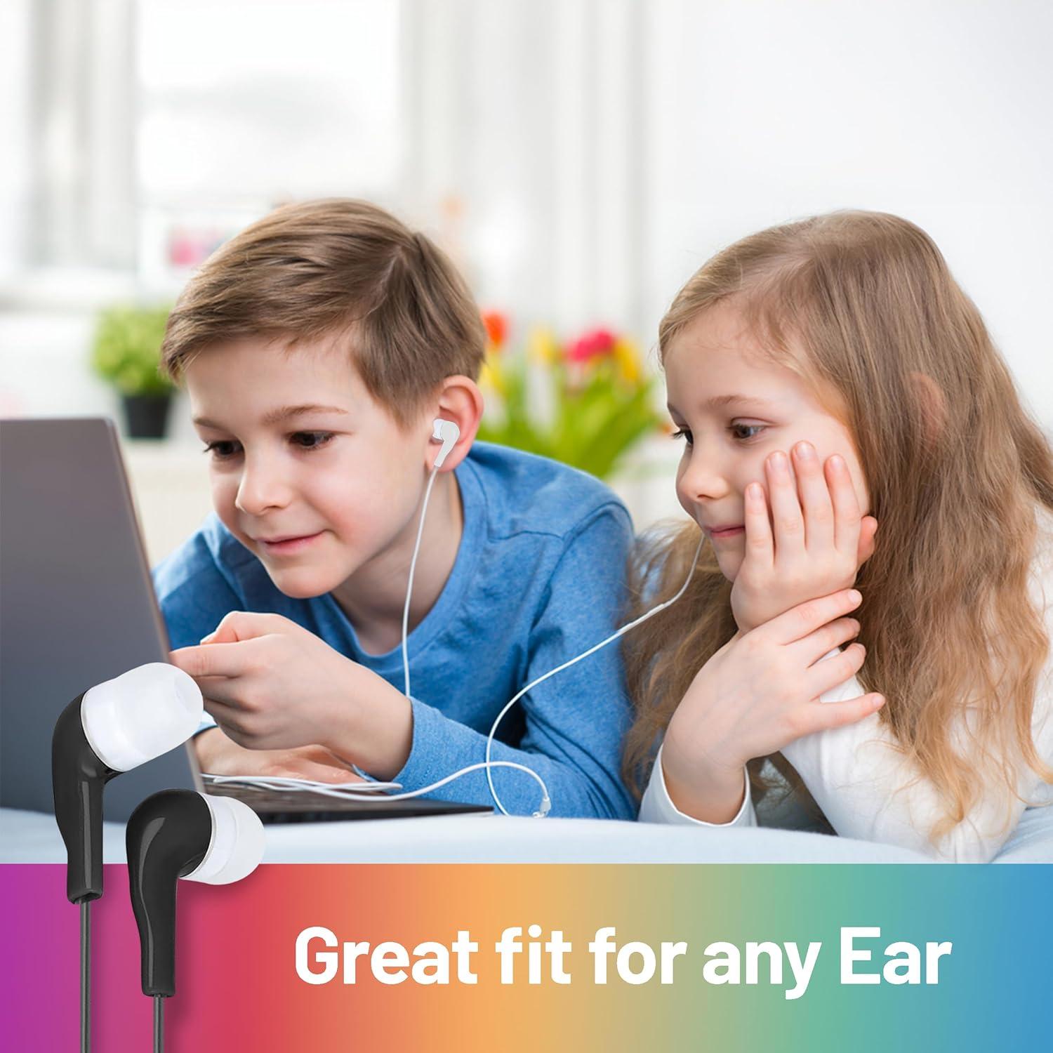 Auriculares Alámbricos JustJamz Coloridos para Niños - Paquete de 10