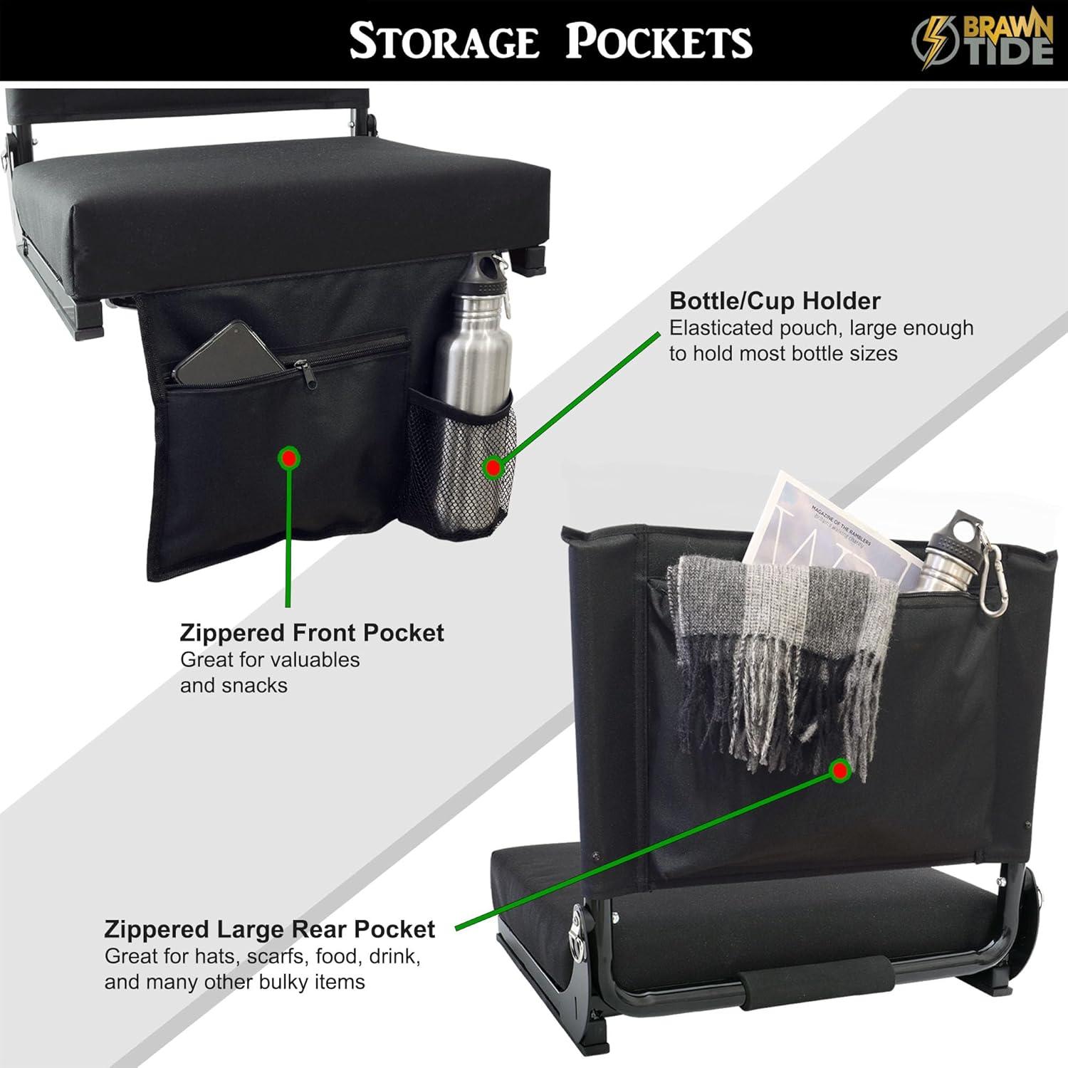 Asiento de Estadio BRAWNTIDE - Cojín Extra Grueso, Soporte Espalda