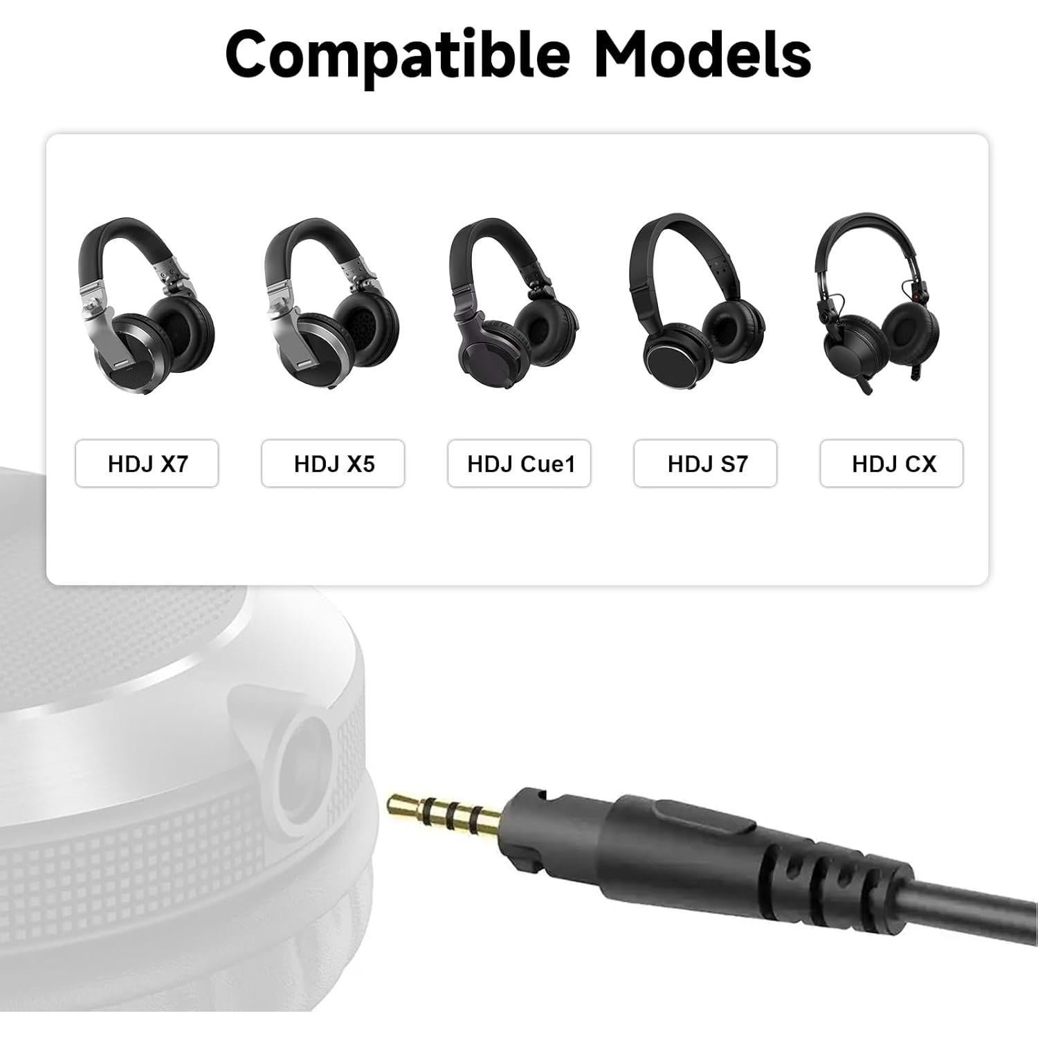 Cable de audio de reemplazo Arzweyk para auriculares Pioneer DJ 1.25m-2.4m