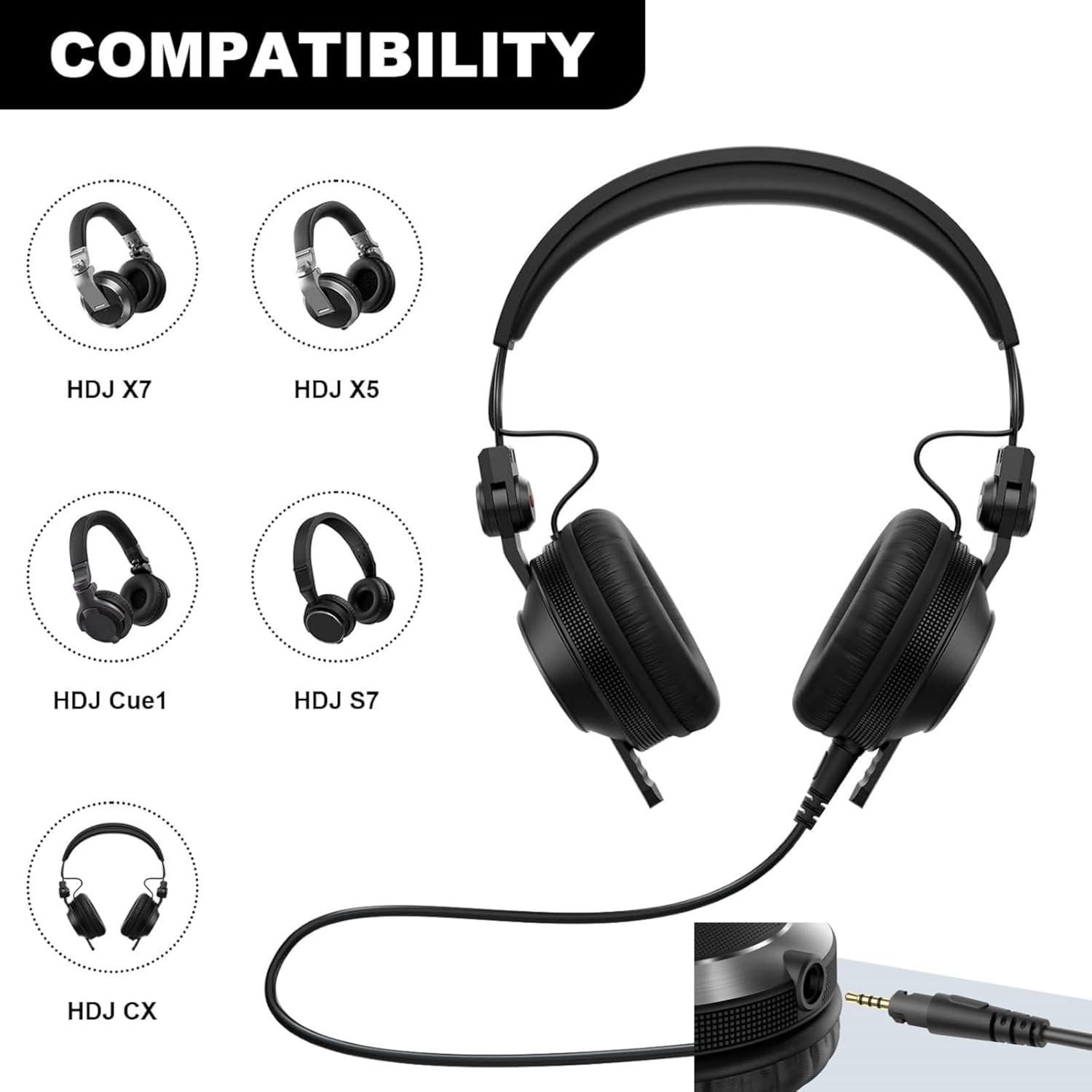 Cable de audio Sqrmekoko 1.7m para auriculares Pioneer HDJ-X7/X5/S7/CX