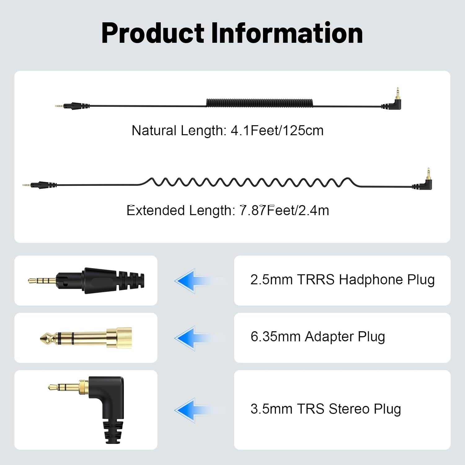 Cable de Auriculares DJ Lusgawer 2.5mm a 3.5mm con Adaptador