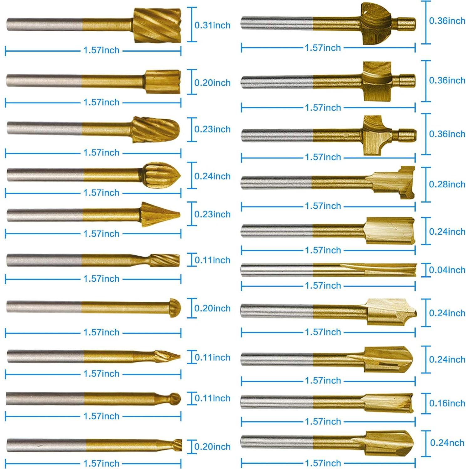 Juego de 20 Bits de Router y Grabado DKIBBITH 3mm