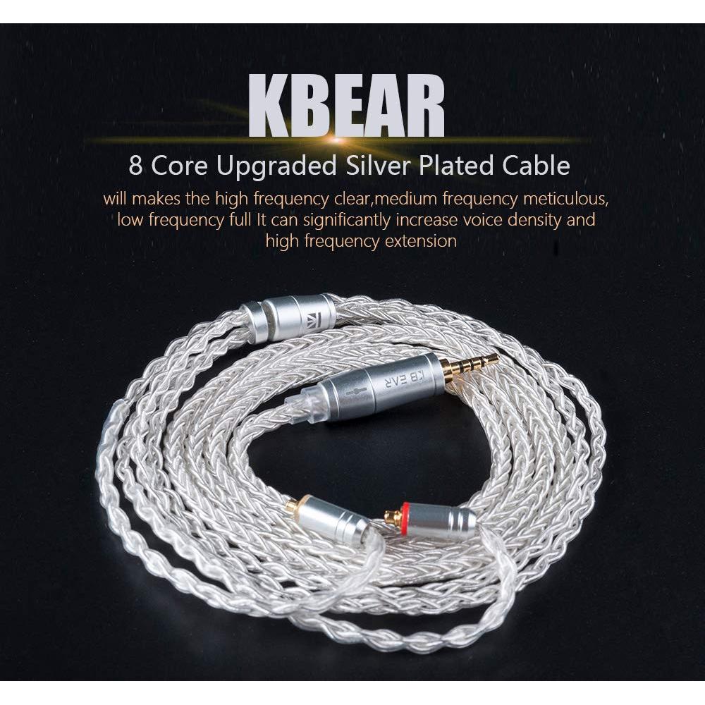 Cable de Auriculares KBEAR 8 Núcleos Cobre Plateado 2.5mm