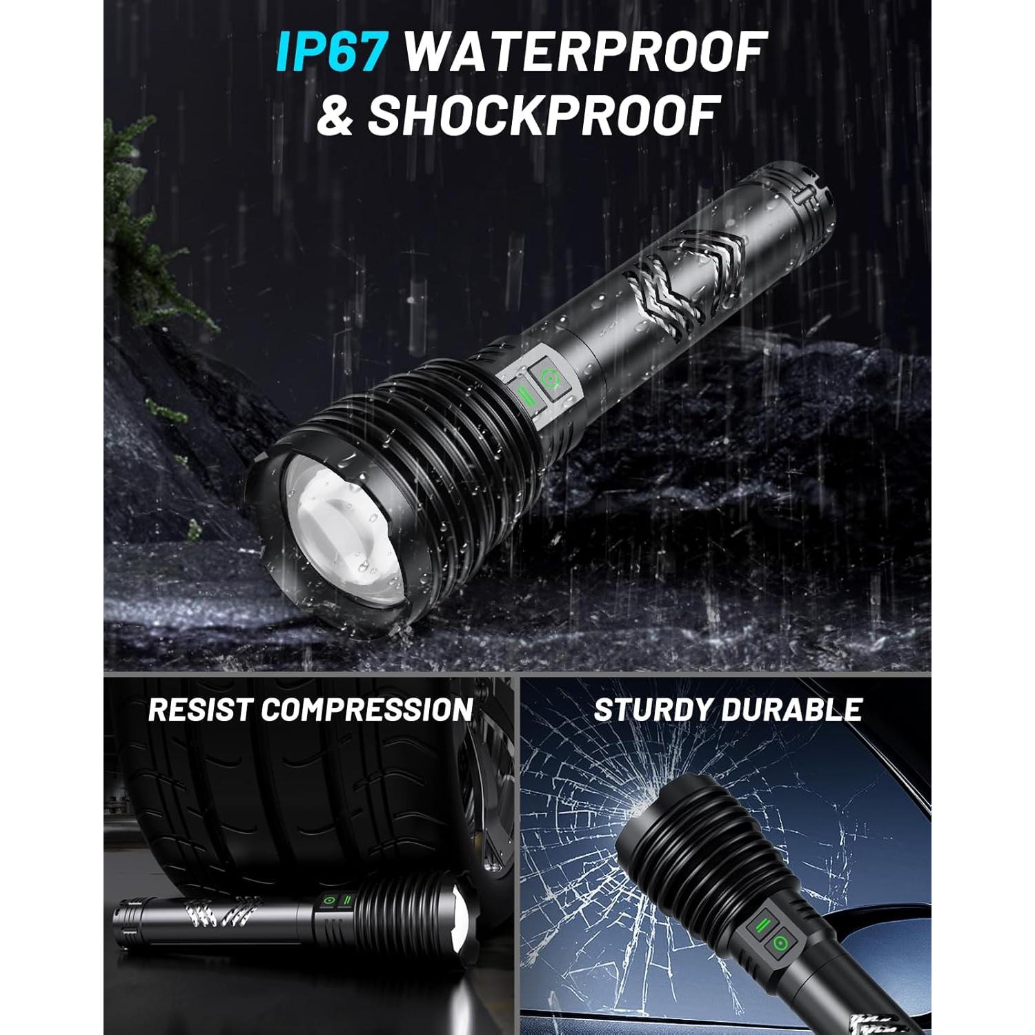 Linterna Recargable Amzyigou 600000 Lúmenes 10000mAh IP67