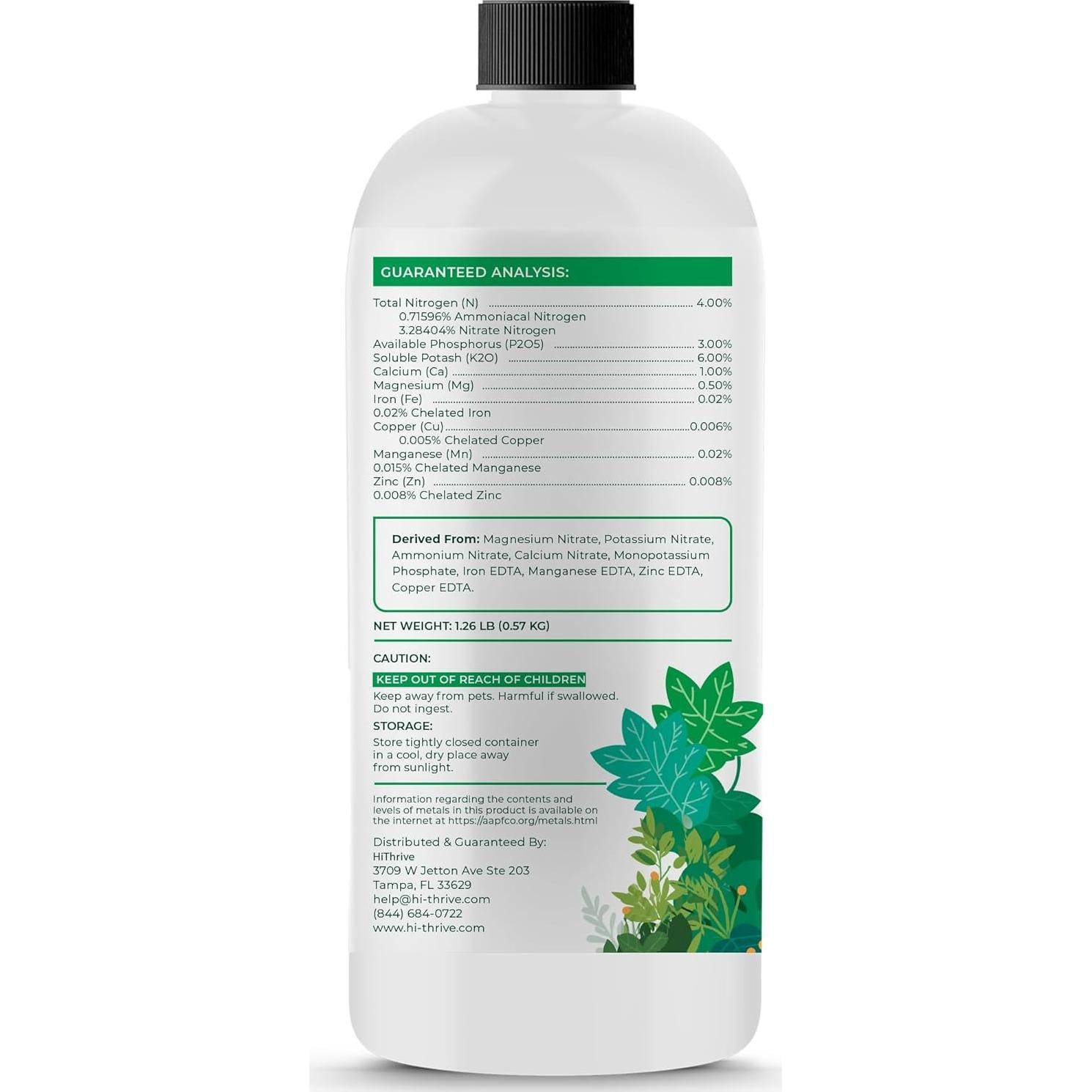 Fertilizante Líquido Hidropónico HiThrive 0.47L - NPK 4-3-6