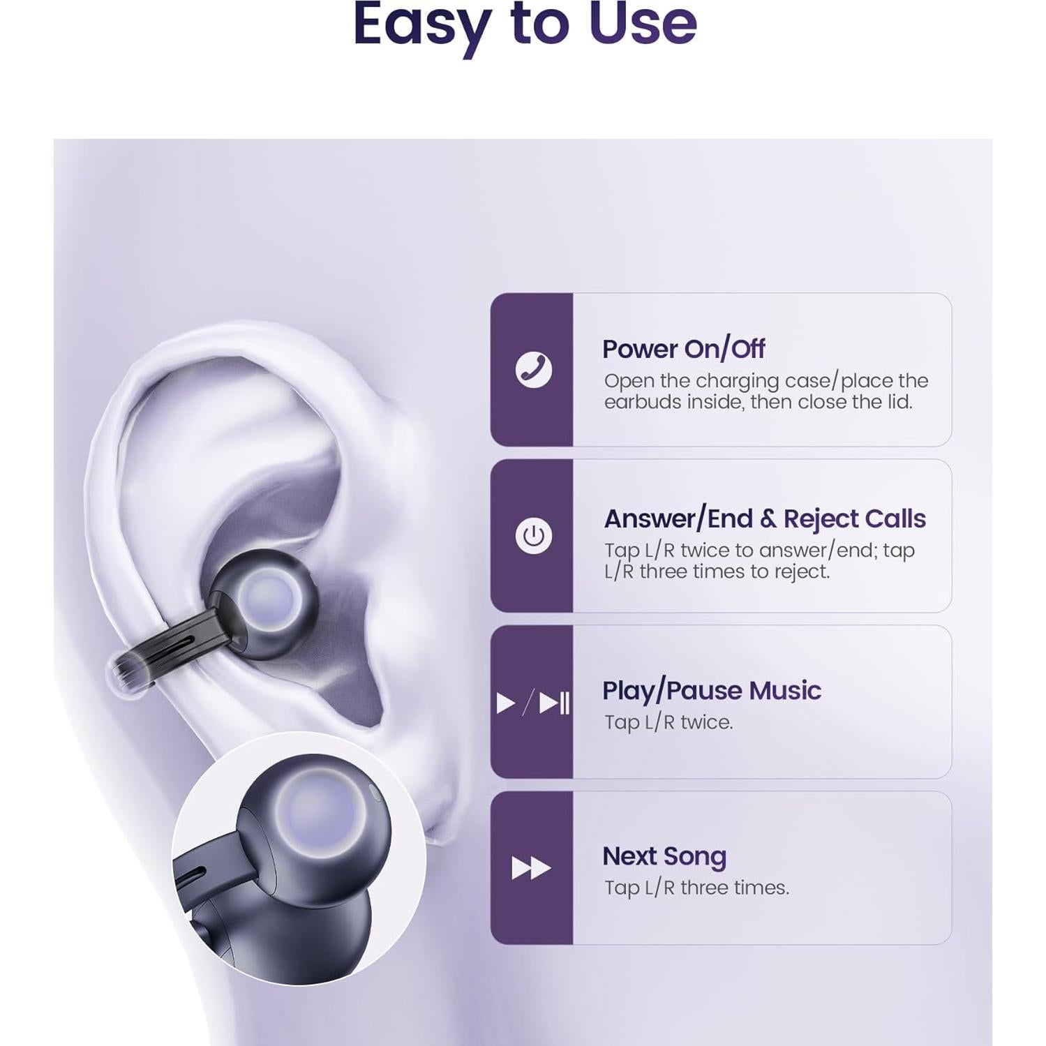 Auriculares Inalámbricos Bluetooth Mojawa StarClip, Sonido 4D, IP54