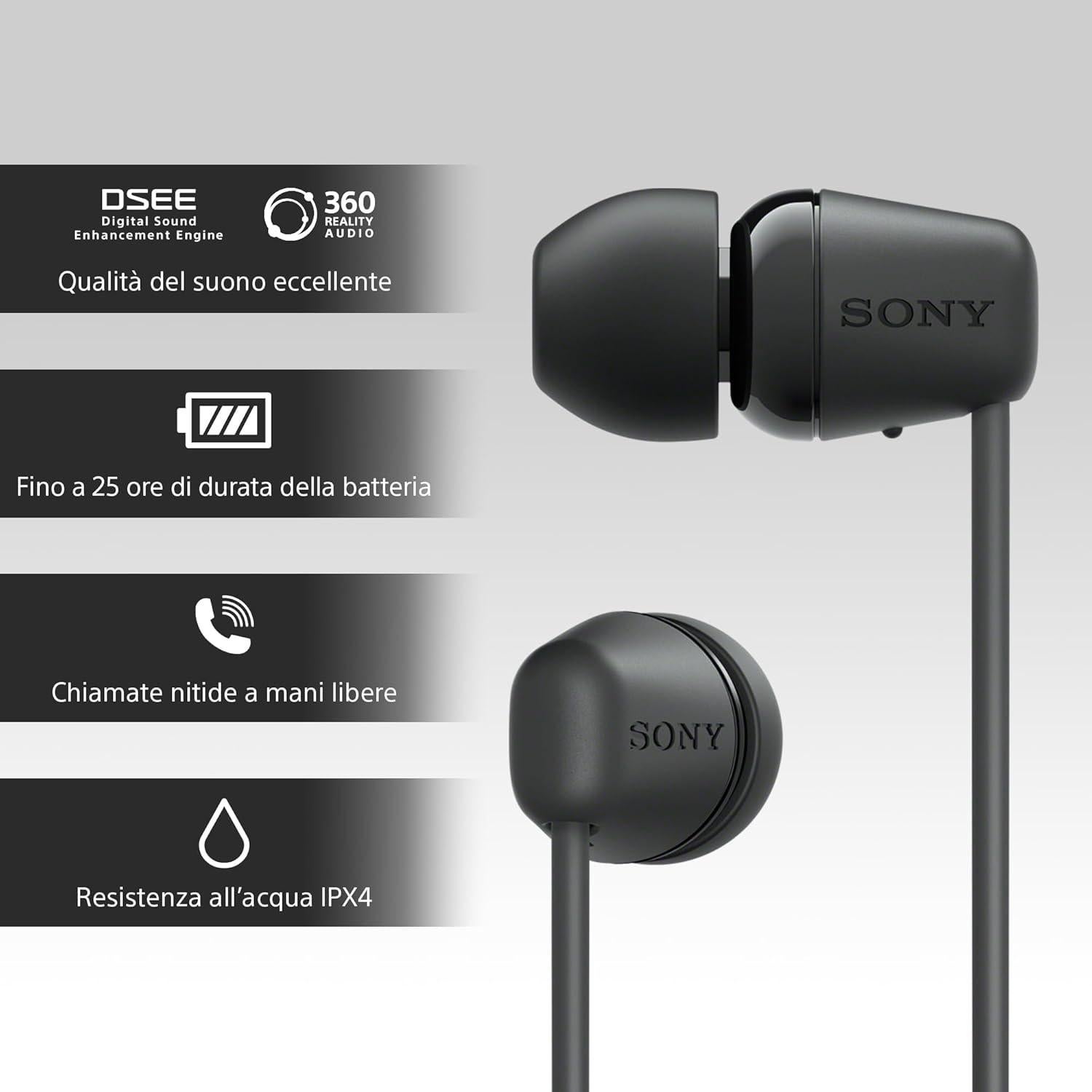 Auriculares Inalámbricos Sony WI-C100 Bluetooth 25h Negro