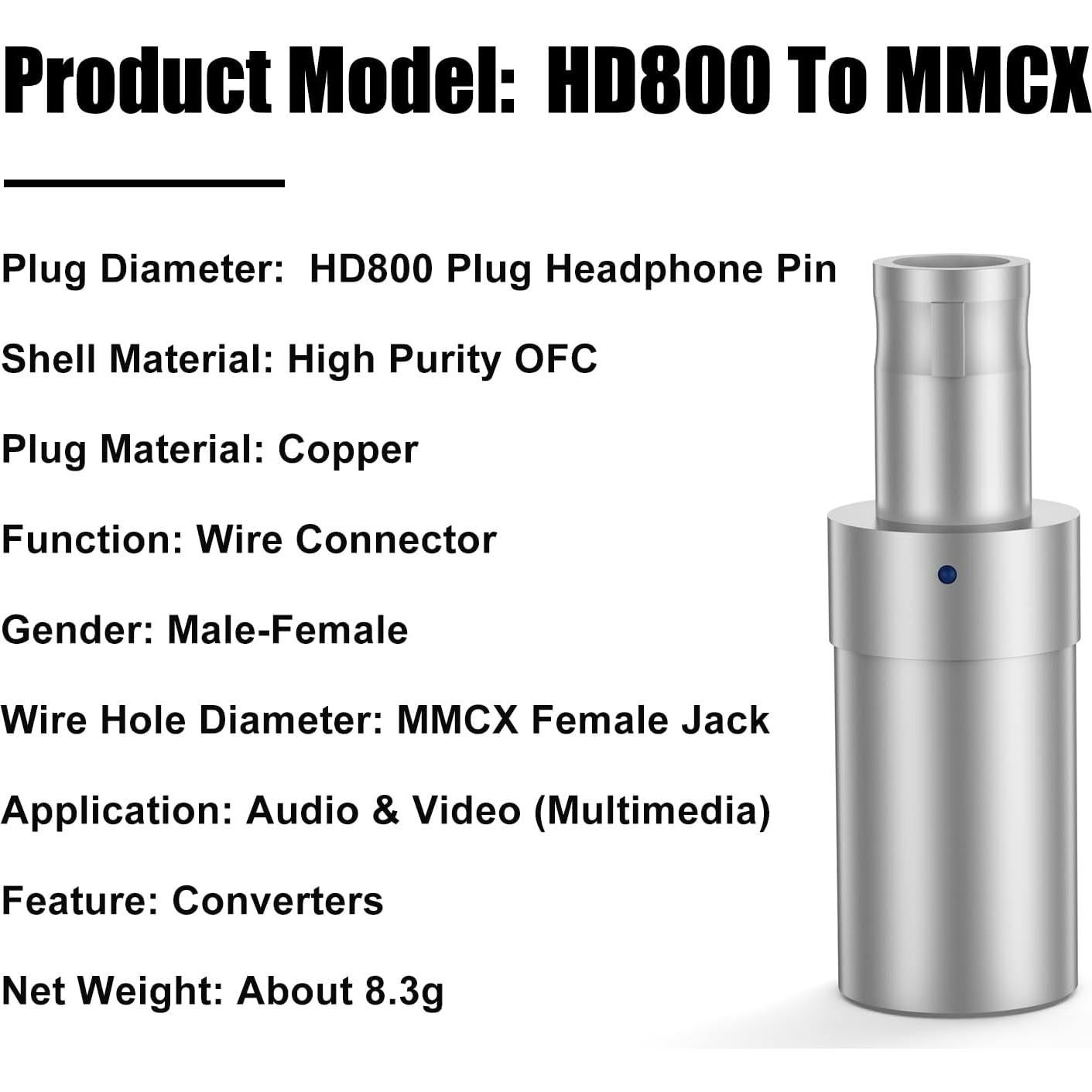 Adaptador de Auriculares OKCSC HD800 a MMCX Hembra Plata