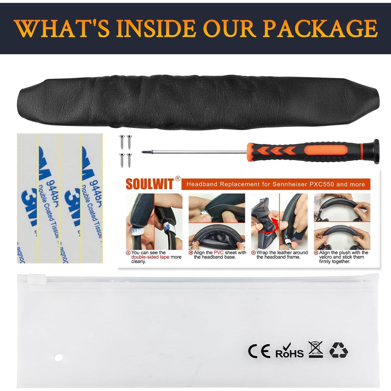 Funda de Diadema SOULWIT para Auriculares Sennheiser PXC550 II - Negro