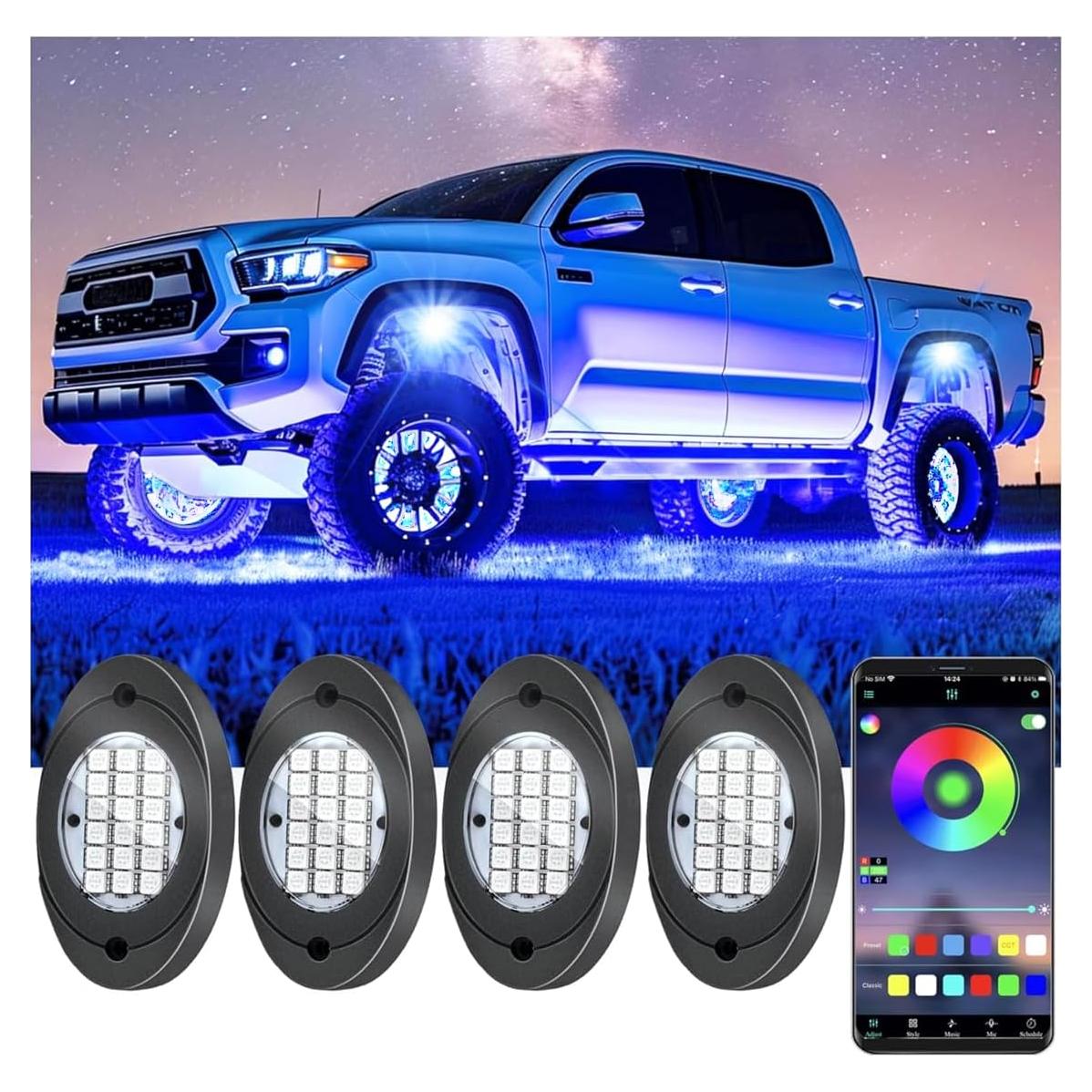 Kit de Luces LED RGB Rock Fimker 4 Pods 12V Multicolor