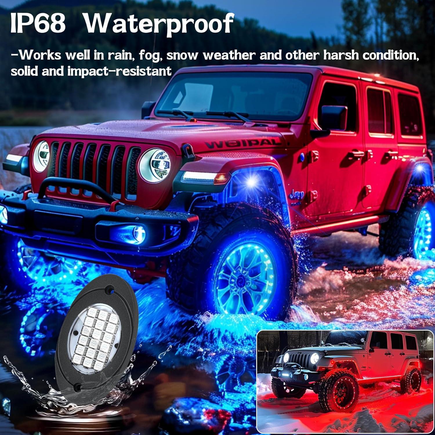 Kit de Luces LED RGB Rock Fimker 4 Pods 12V Multicolor