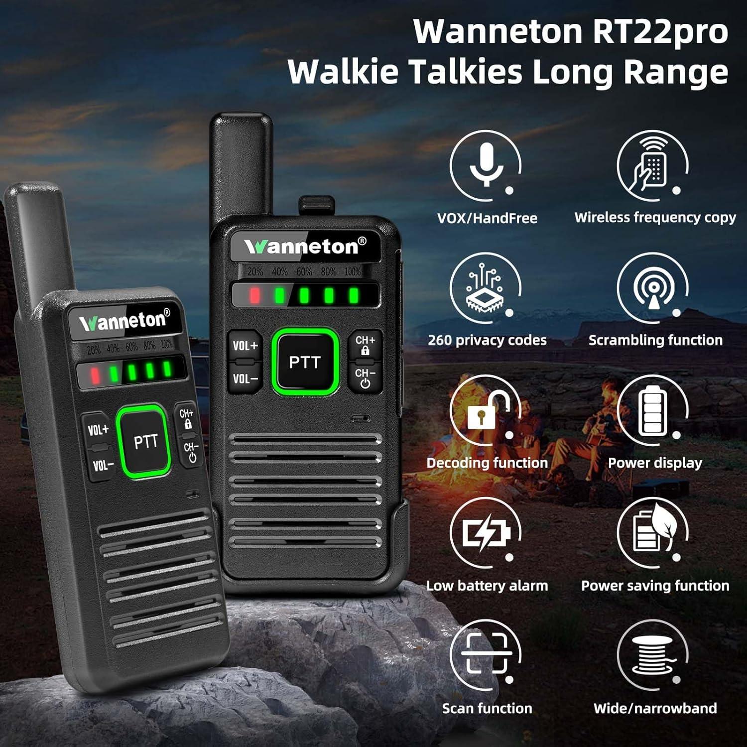 Walkie Talkies Inalámbricos Wanneton RT22PRO 2 Pack Recargables